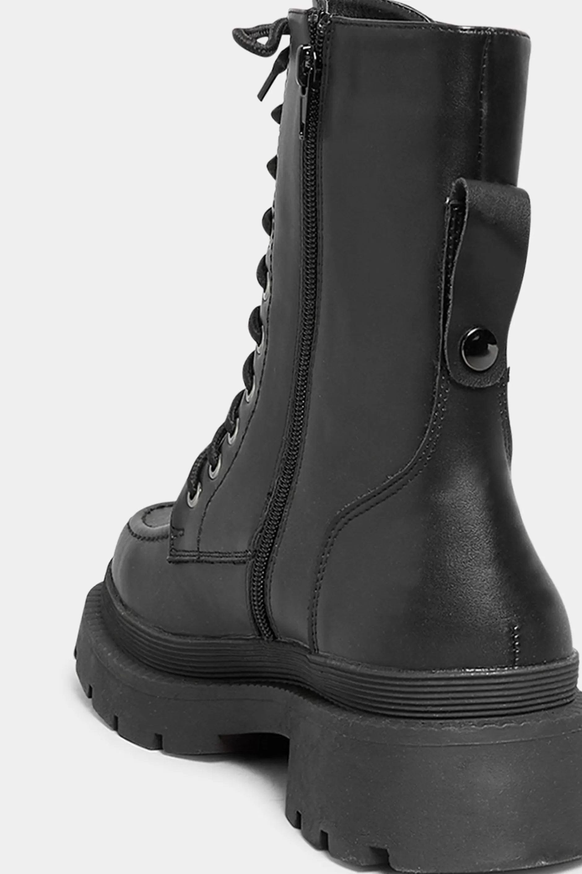 Women M&Co Boots>Yours Yours Black Lace Up Moccasin Toe Boots In Wide E Fit & Extra Wide Eee Fit