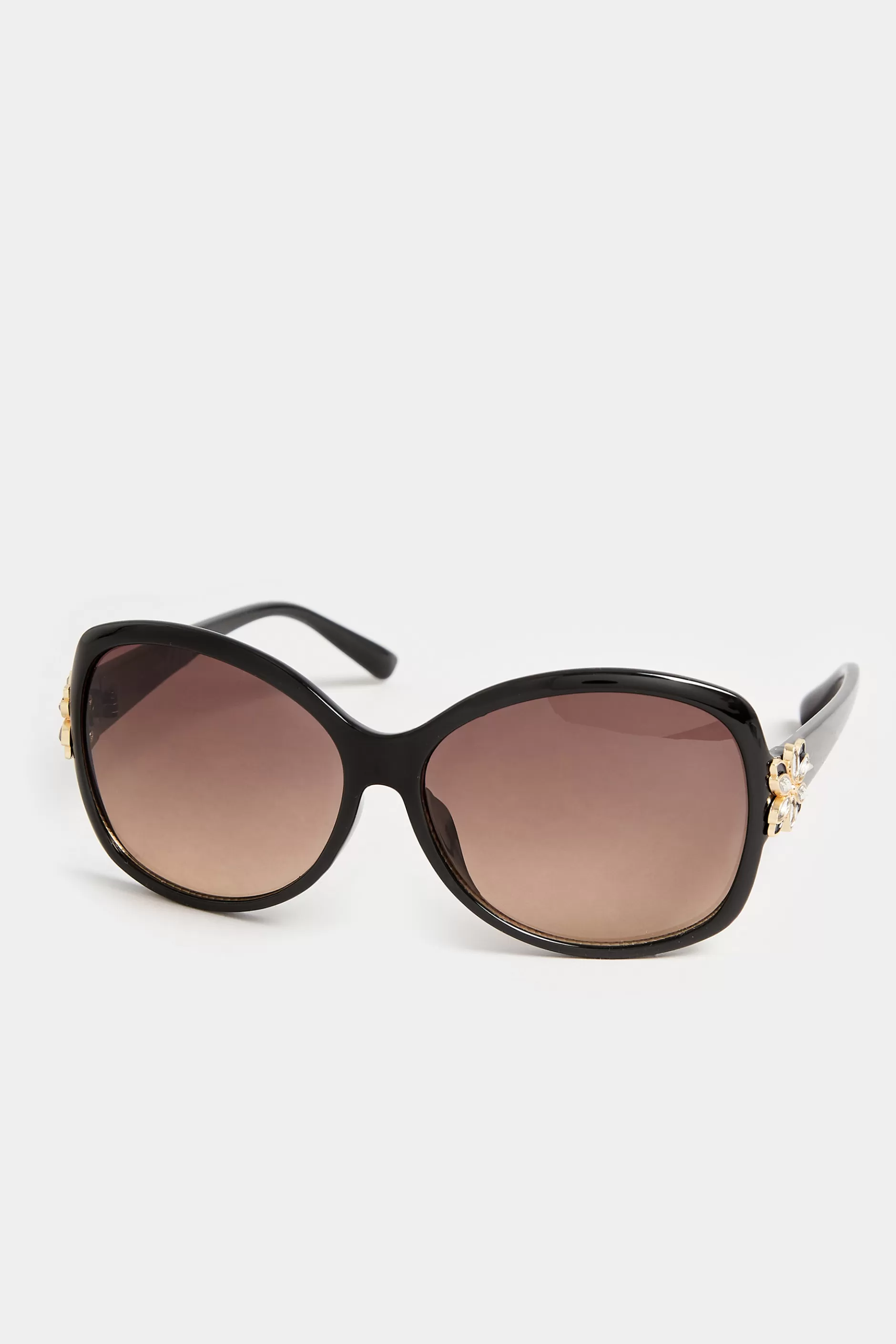 Women M&Co Sunglasses>Yours Yours Black Oversized Floral Detail Sunglasses