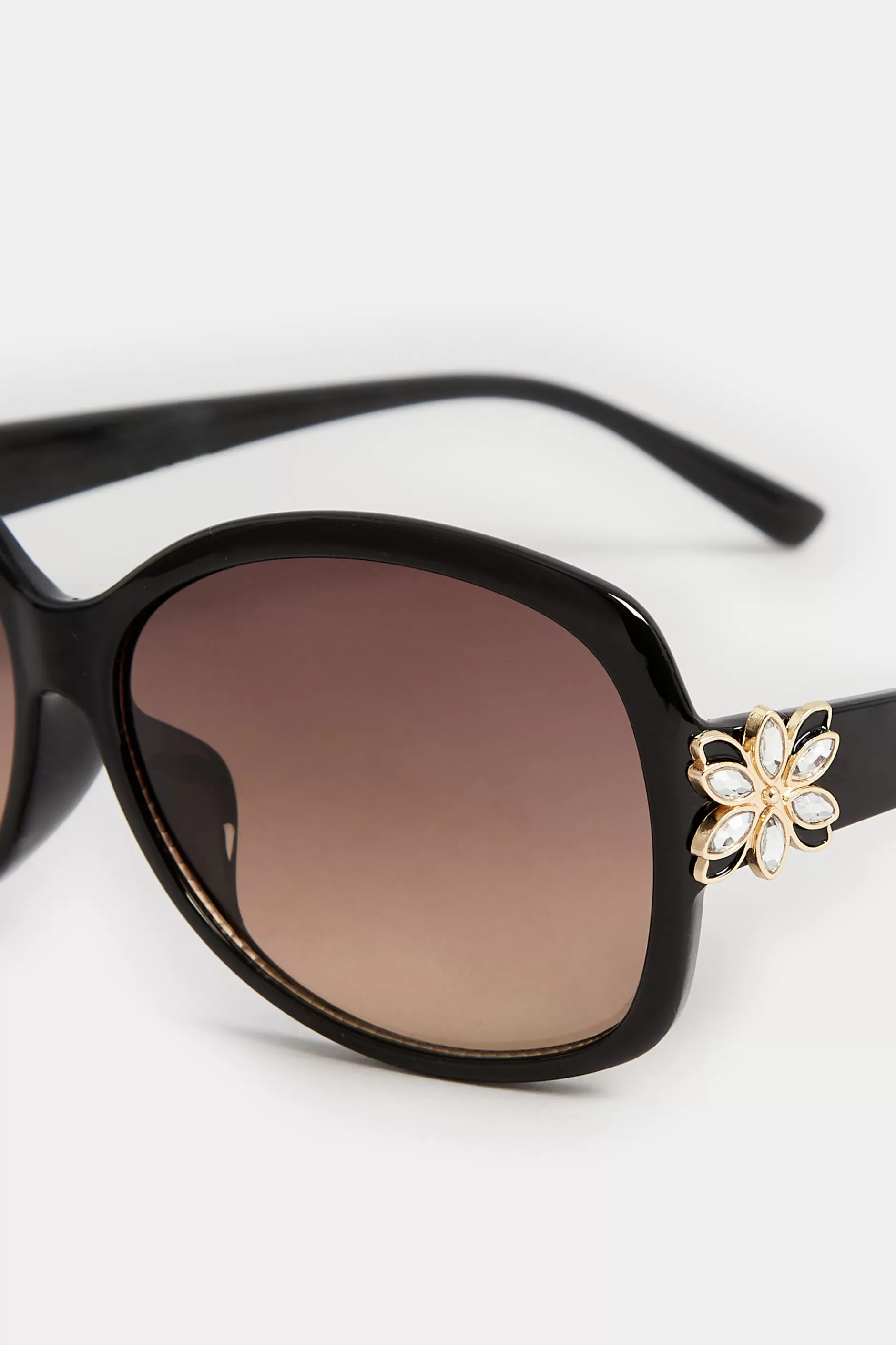 Women M&Co Sunglasses>Yours Yours Black Oversized Floral Detail Sunglasses
