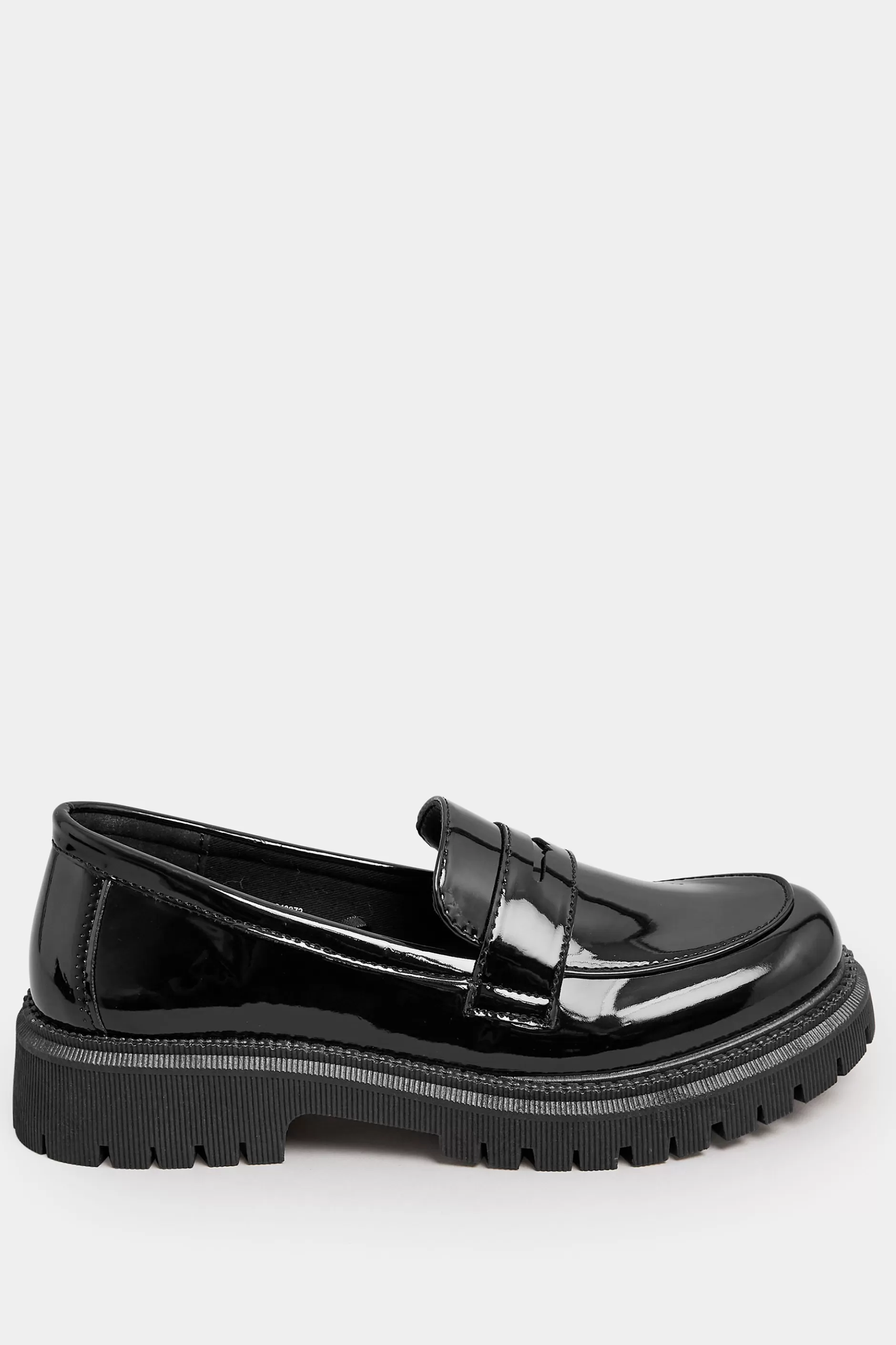 Women M&Co Flat Shoes>Yours Yours Black Patent Chunky Saddle Loafers In E Wide Fit & Eee Extra Wide Fit