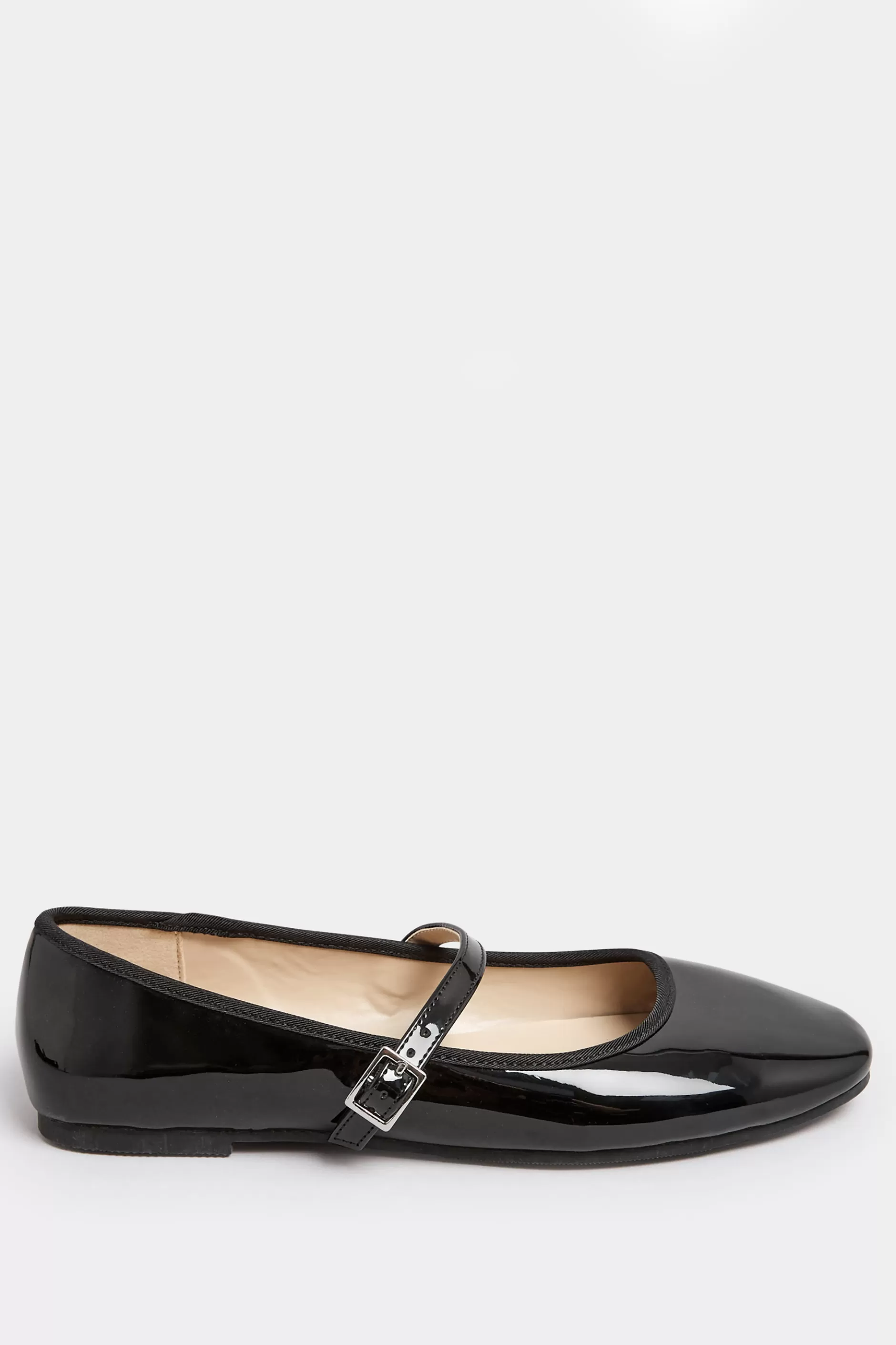 Women M&Co Flat Shoes>Yours Yours Black Patent Mary Jane Ballerina Pumps In Wide E Fit & Extra Wide Eee Fit