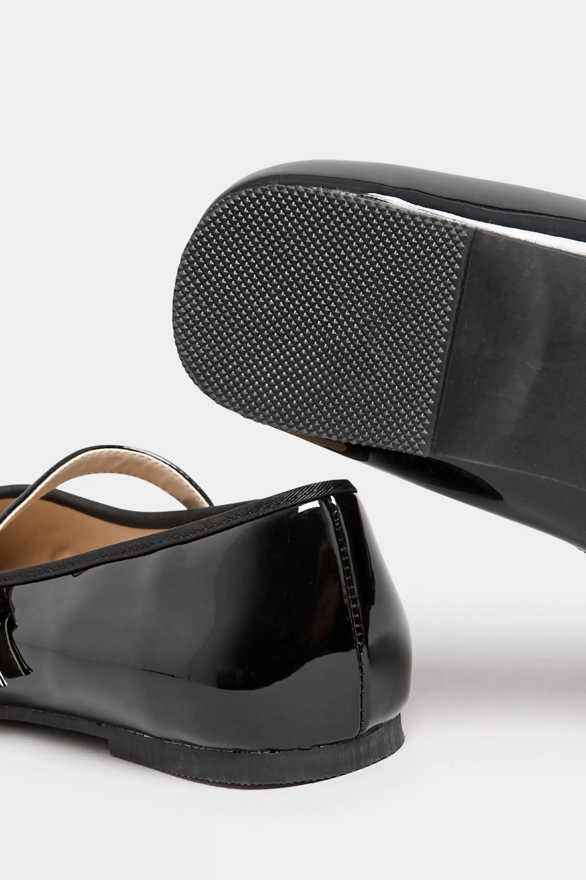 Women M&Co Flat Shoes>Yours Yours Black Patent Mary Jane Ballerina Pumps In Wide E Fit & Extra Wide Eee Fit