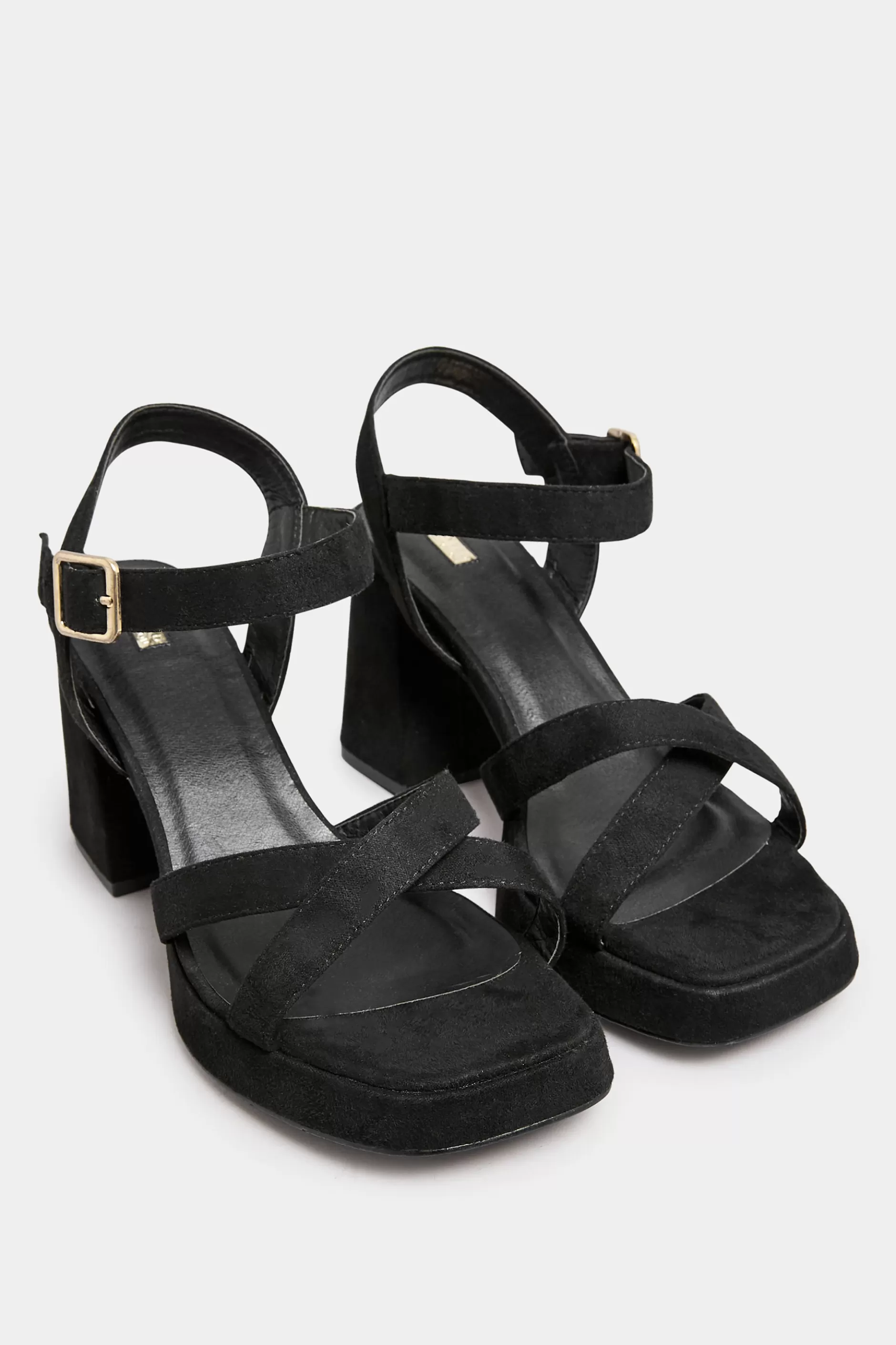 Women M&Co Heels>Yours Yours Black Platform Sandal Heels In Wide E Fit & Extra Wide Eee Fit