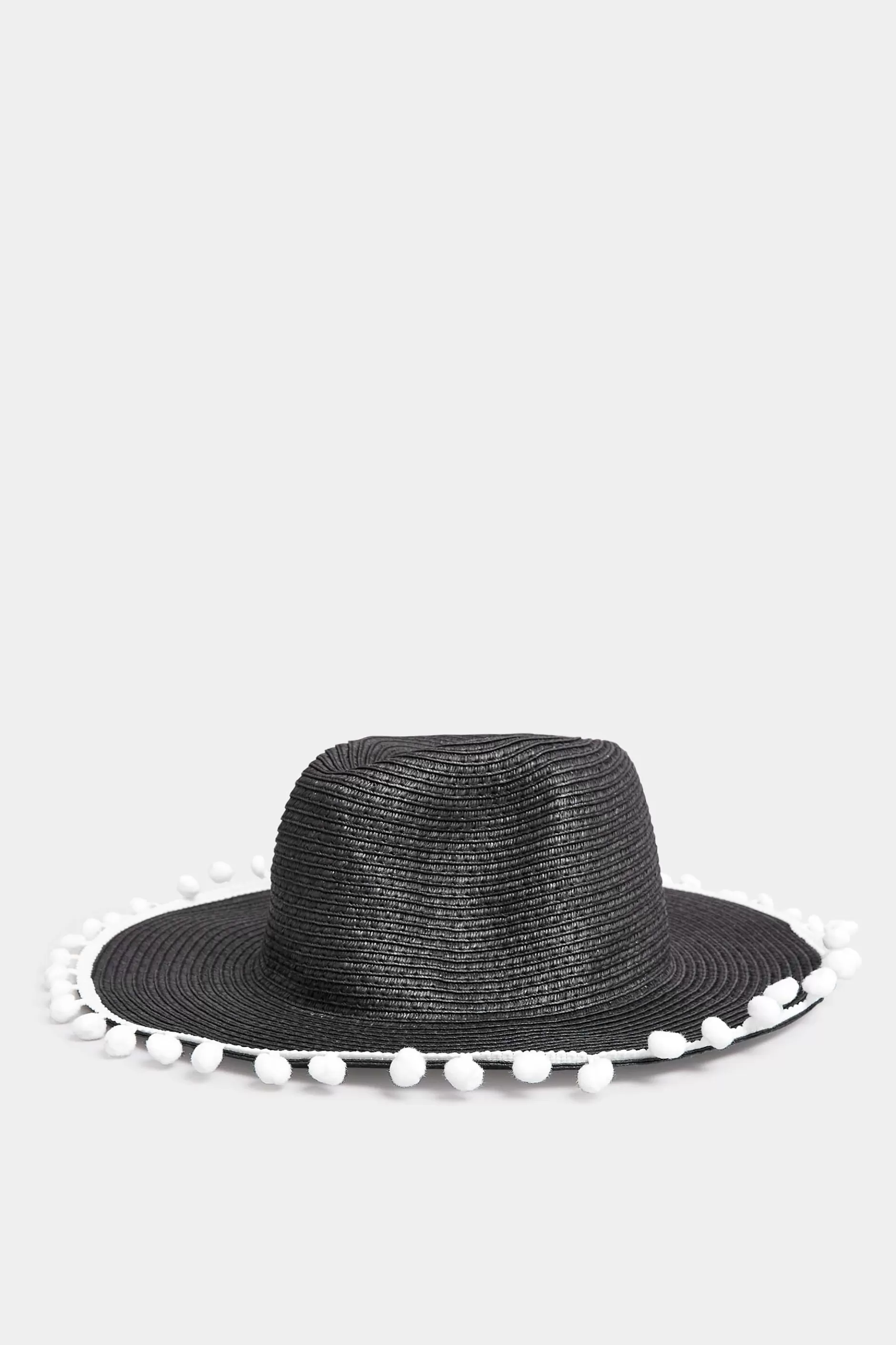 Women M&Co Hats>Yours Yours Black Pom Pom Straw Fedora Hat