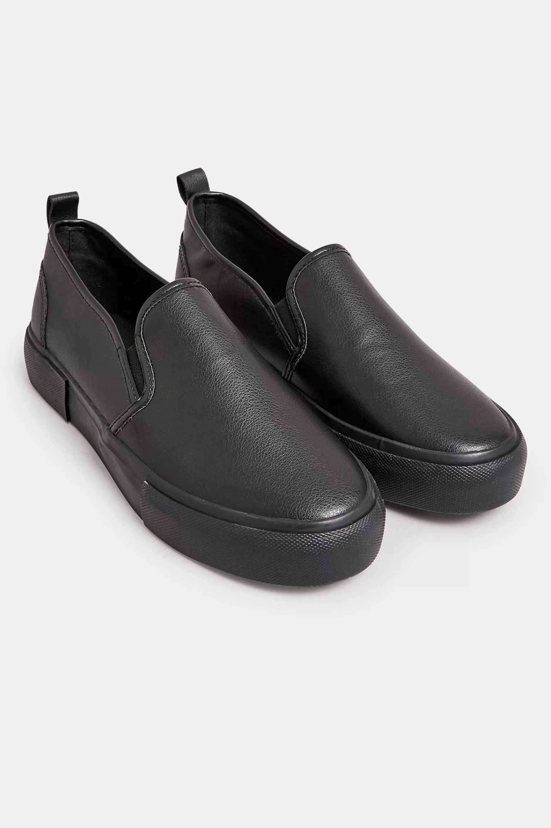 Women M&Co Trainers>Yours Yours Black Pu Slip On Trainersin Wide E Fit
