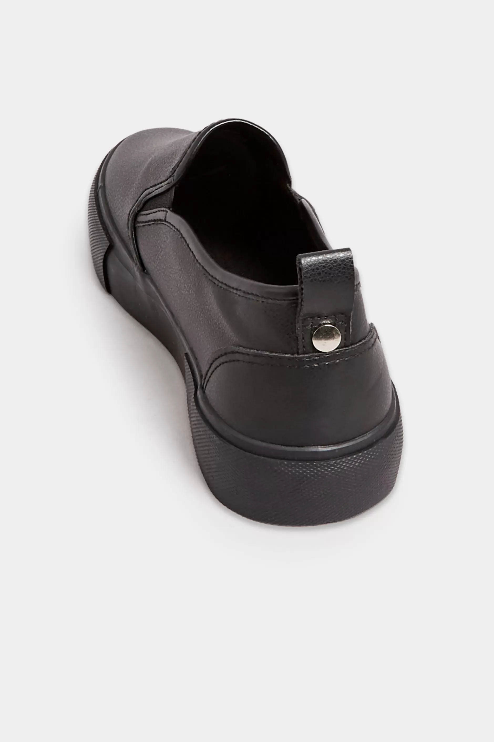 Women M&Co Trainers>Yours Yours Black Pu Slip On Trainersin Wide E Fit