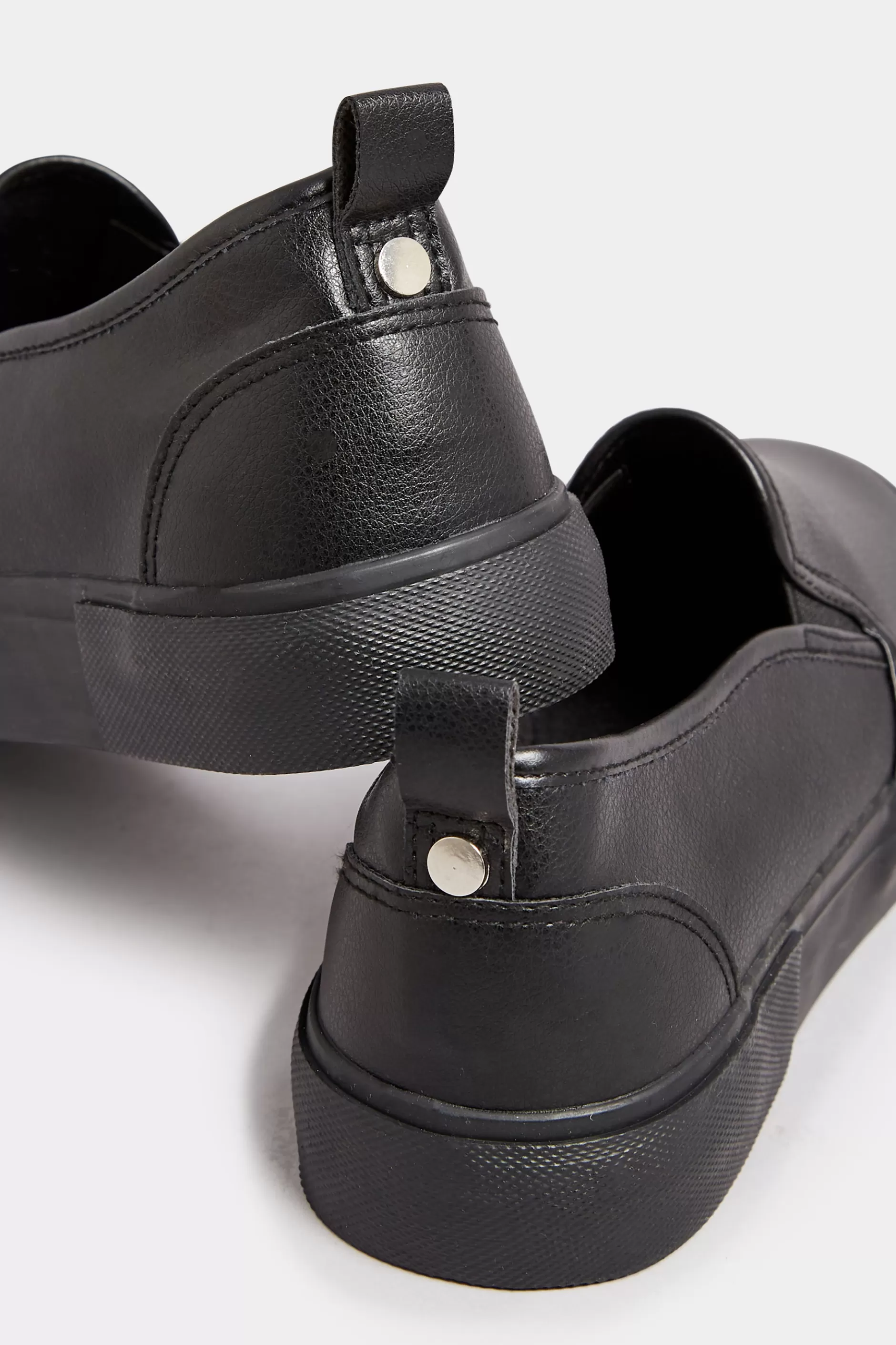 Women M&Co Trainers>Yours Yours Black Pu Slip On Trainersin Wide E Fit