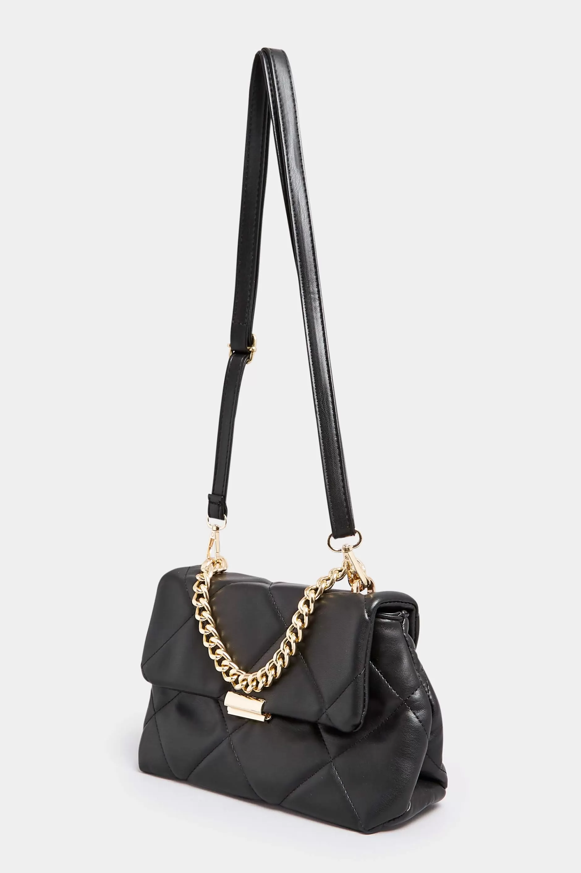 Women M&Co Bags>Yours Yours Black Quilted Chain Handle Bag