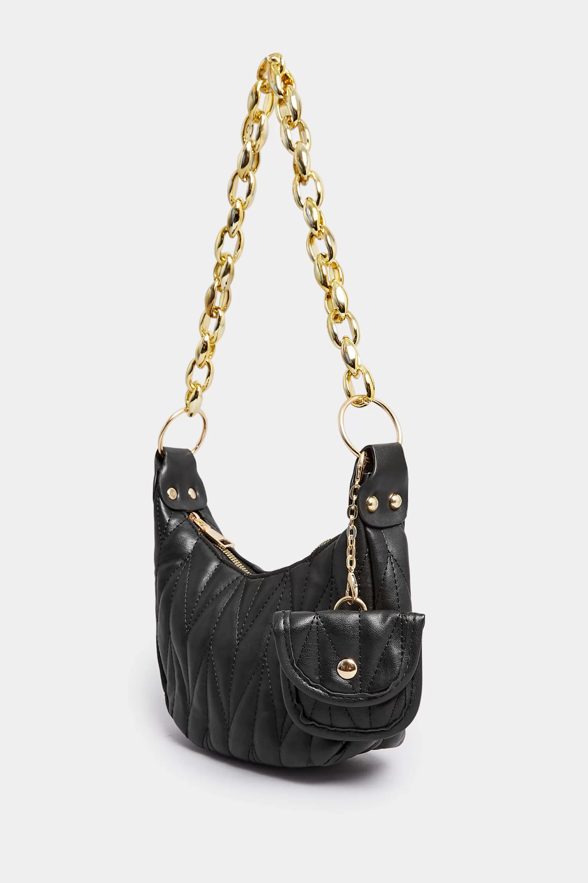 Women M&Co Bags>Yours Yours Black Quilted Multi Pocket Chunky Chain Bag