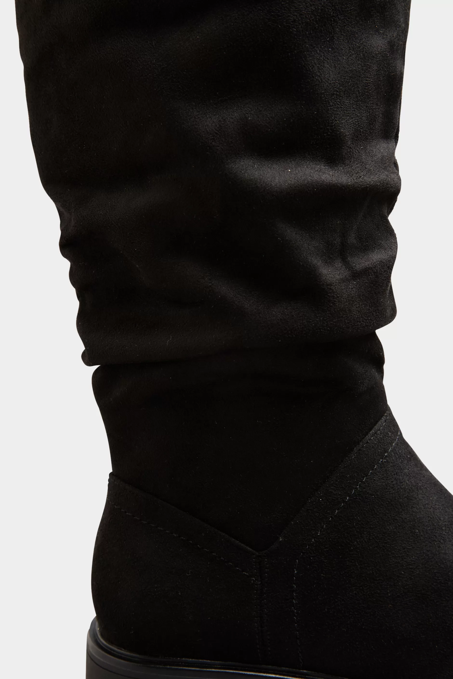Women M&Co Boots>Yours Yours Black Ruched Cleated Boots In Wide E Fit & Extra Wide Eee Fit