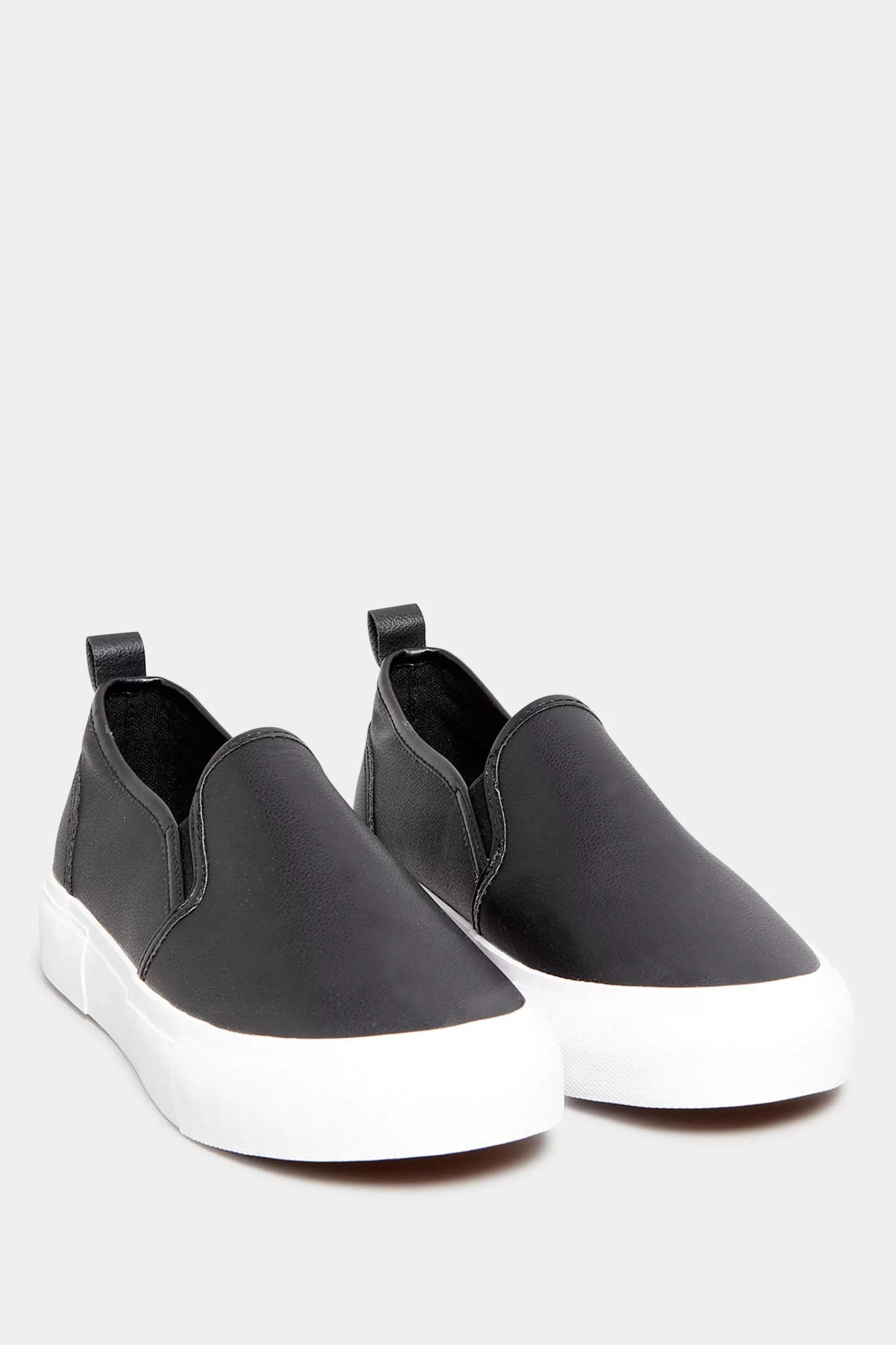 Women M&Co Flat Shoes>Yours Yours Black Slip-On Trainers In Wide E Fit