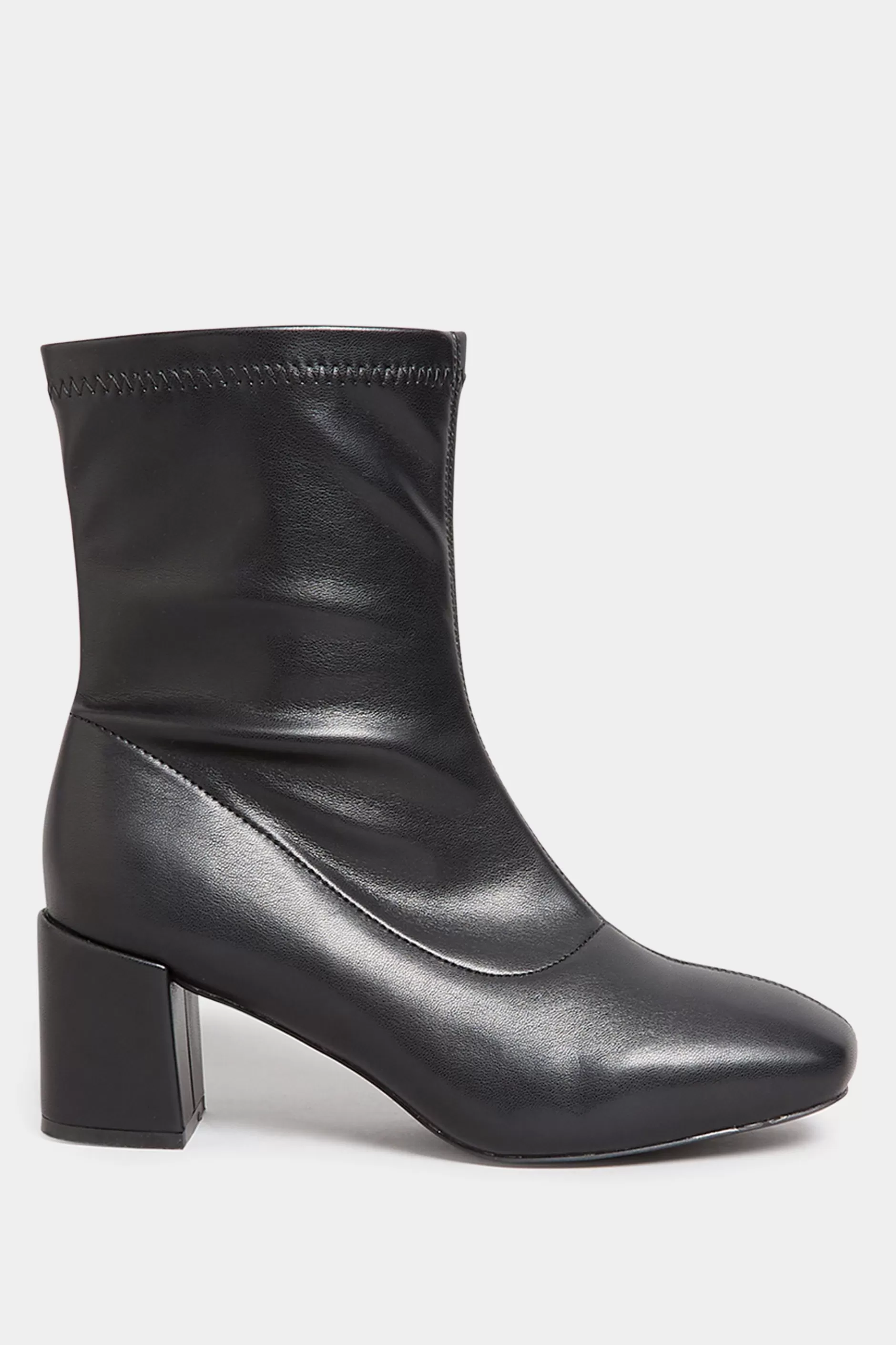 Women M&Co Boots>Yours Yours Black Square Toe Heeled Boots In Wide E Fit & Extra Wide Eee Fit