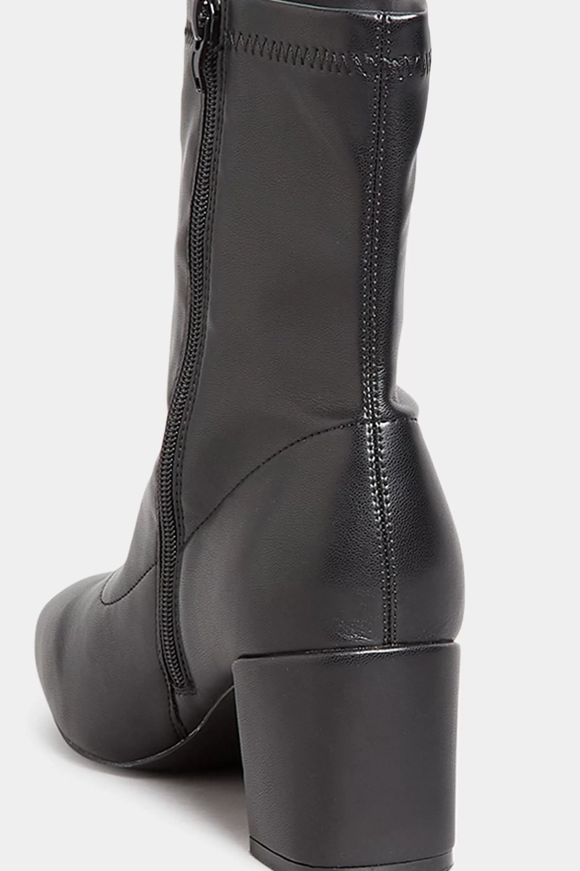 Women M&Co Boots>Yours Yours Black Square Toe Heeled Boots In Wide E Fit & Extra Wide Eee Fit