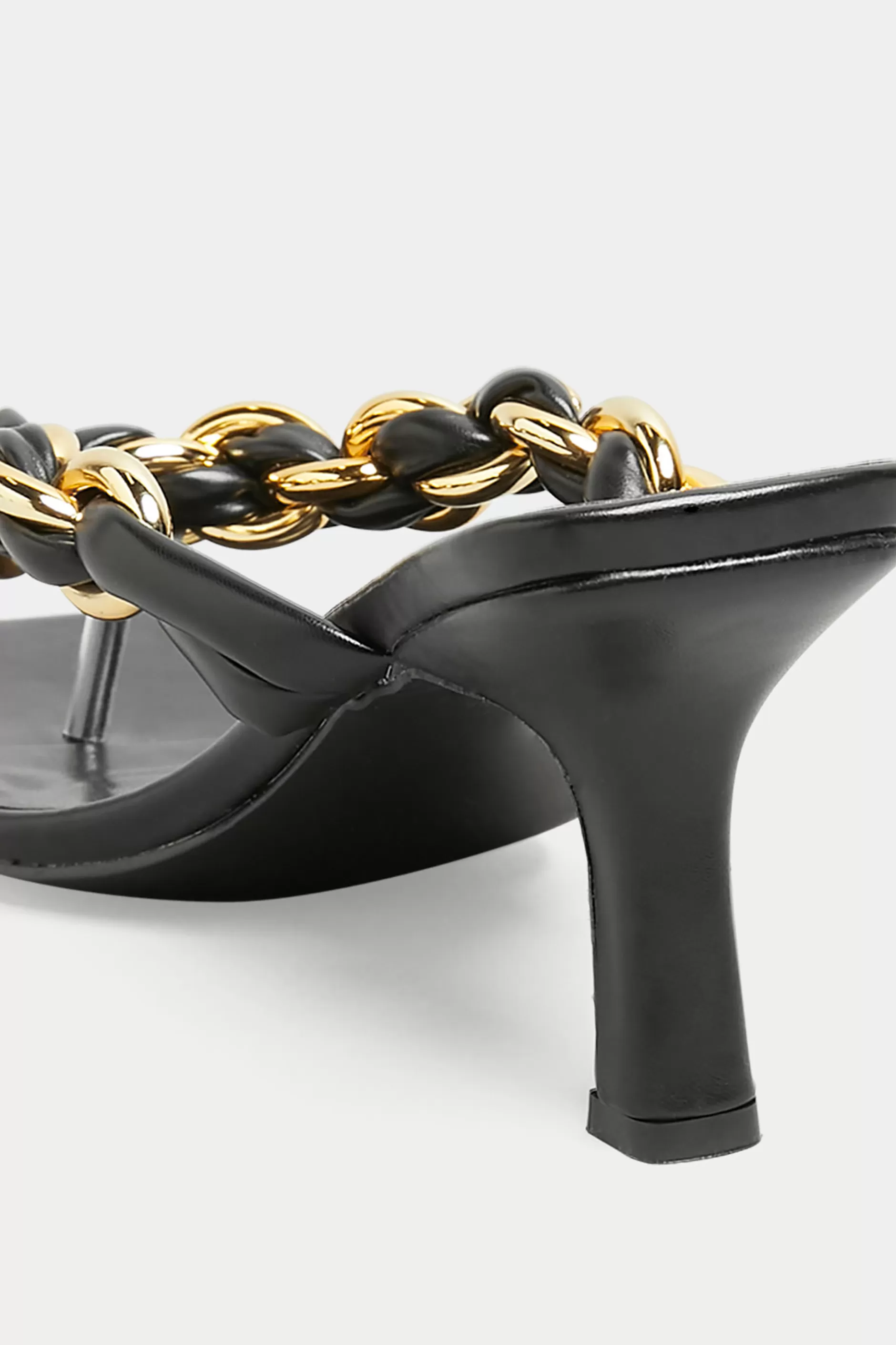 Women M&Co Mules & Sliders>Yours Yours Black Square Toe Post Chain Mules In Standard Fit