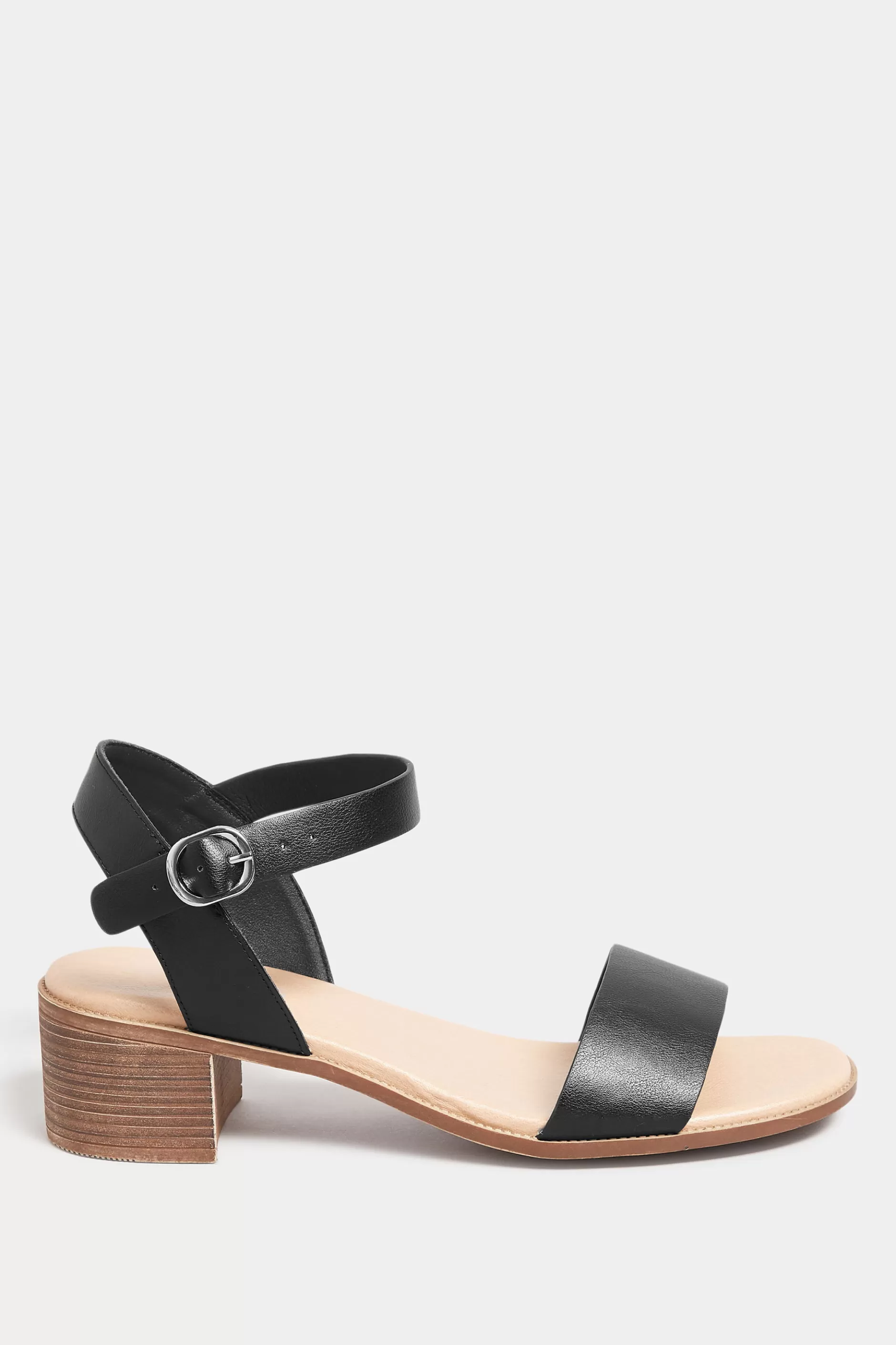 Women M&Co Sandals>Yours Yours Black Strappy Low Heel Sandals In Extra Wide Eee Fit