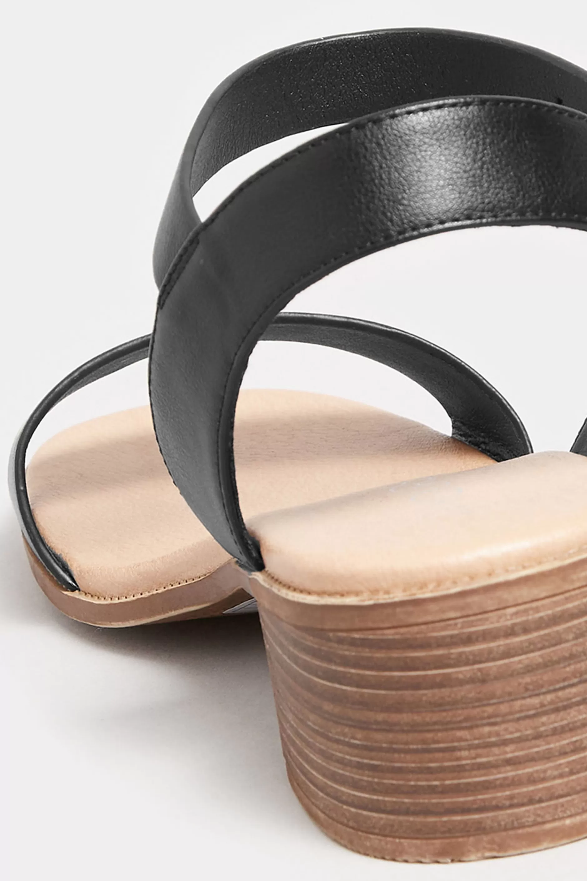 Women M&Co Sandals>Yours Yours Black Strappy Low Heel Sandals In Extra Wide Eee Fit
