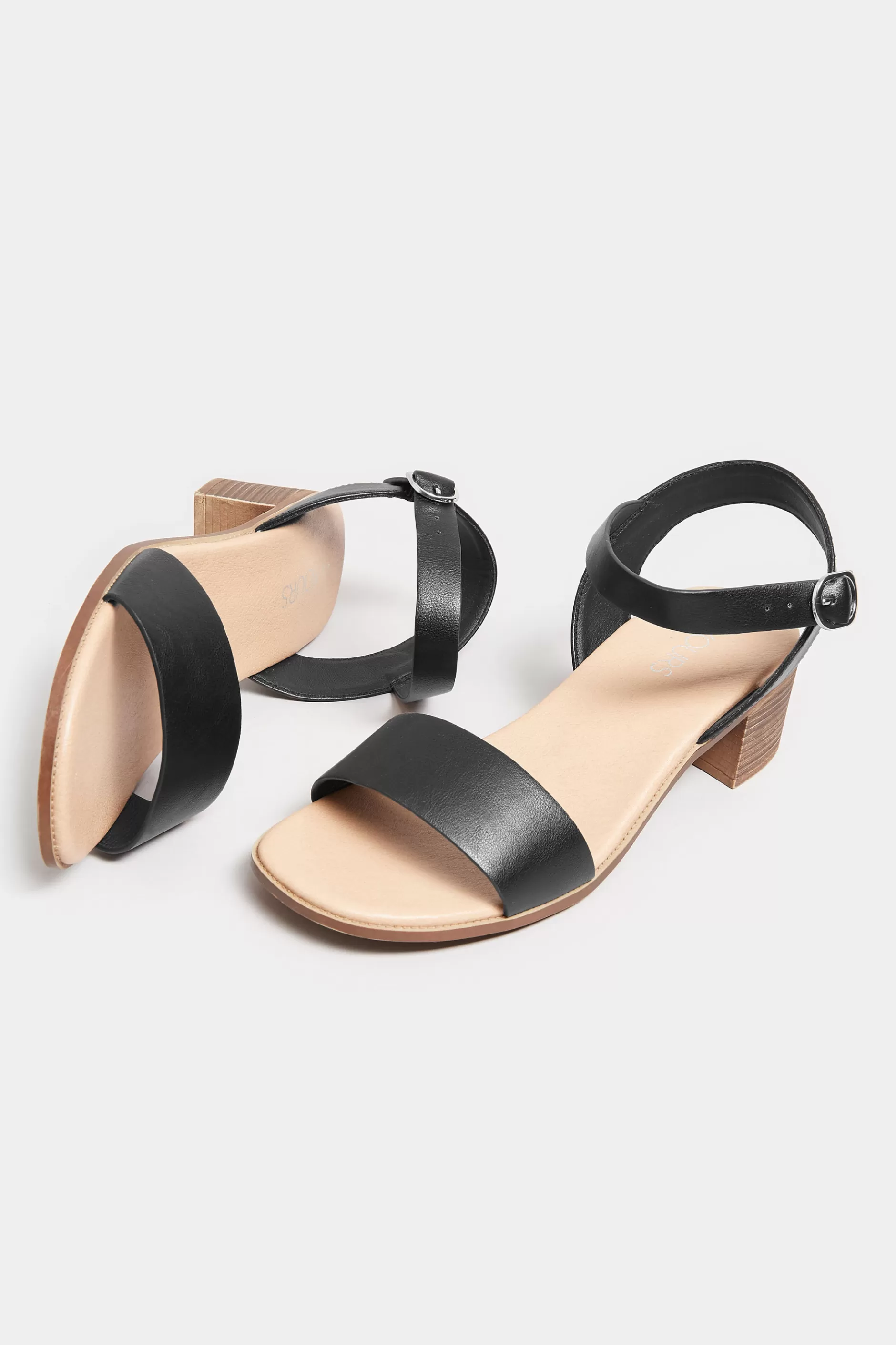 Women M&Co Sandals>Yours Yours Black Strappy Low Heel Sandals In Extra Wide Eee Fit