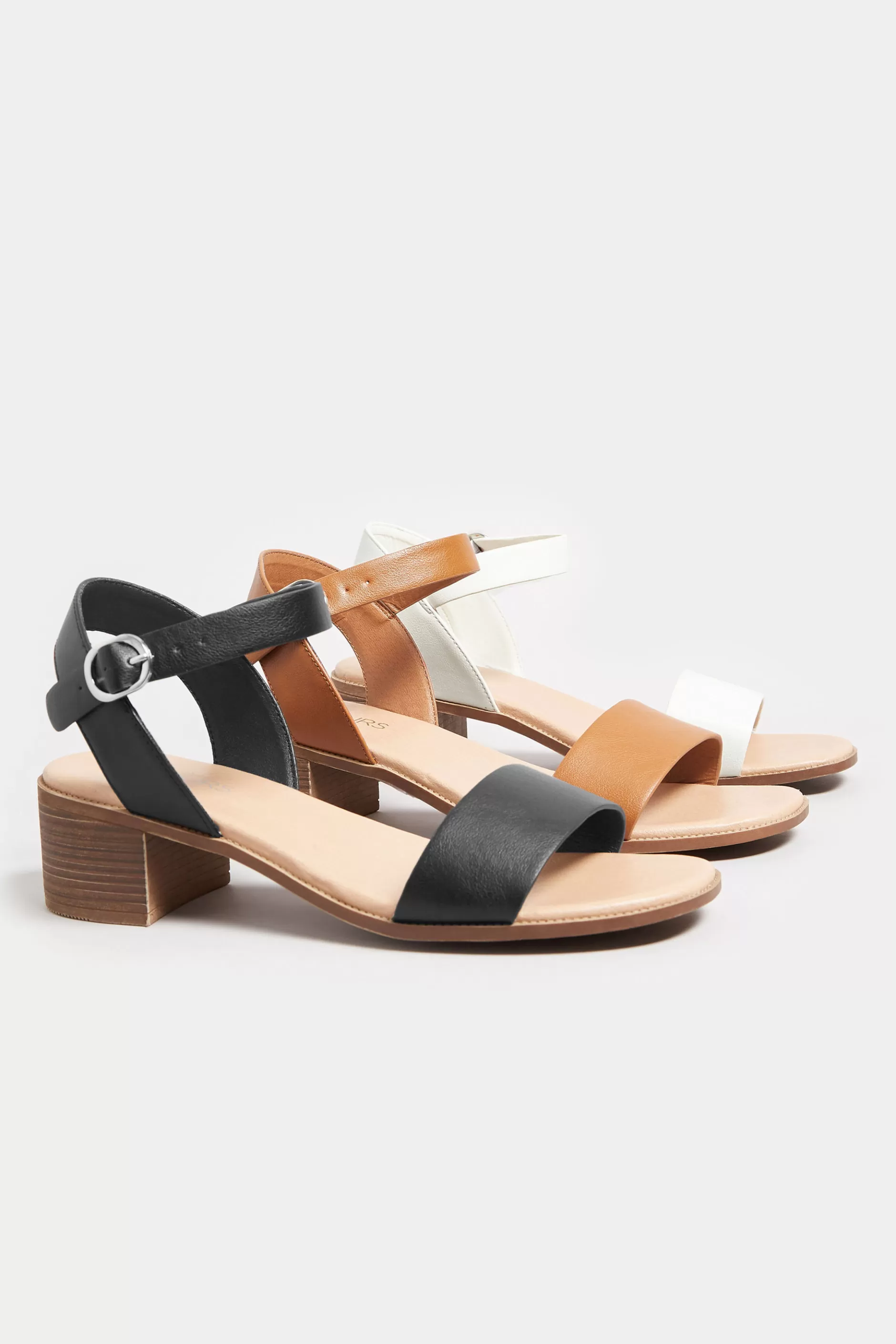 Women M&Co Sandals>Yours Yours Black Strappy Low Heel Sandals In Extra Wide Eee Fit
