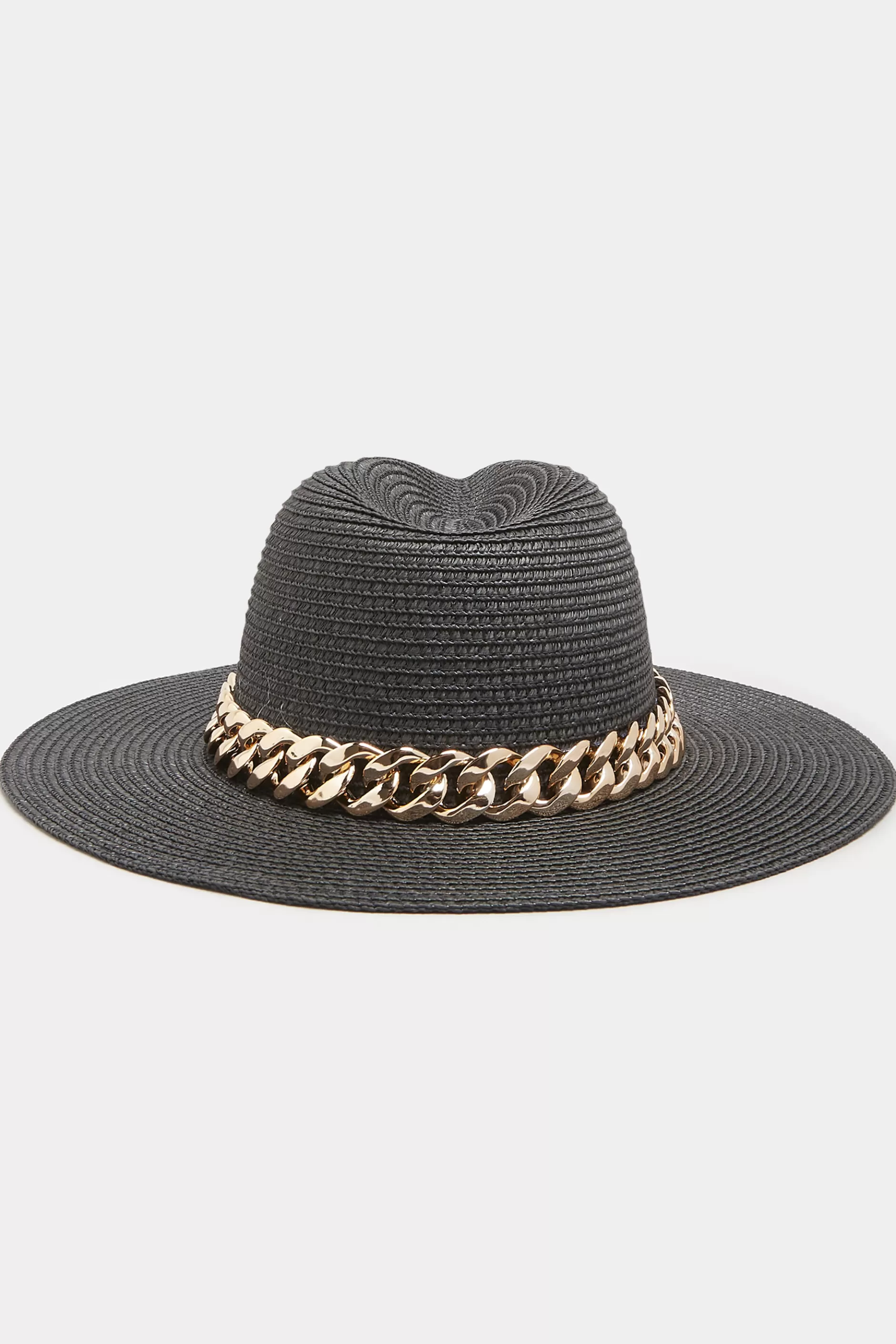 Women M&Co Hats>Yours Yours Black Straw Chain Fedora Hat