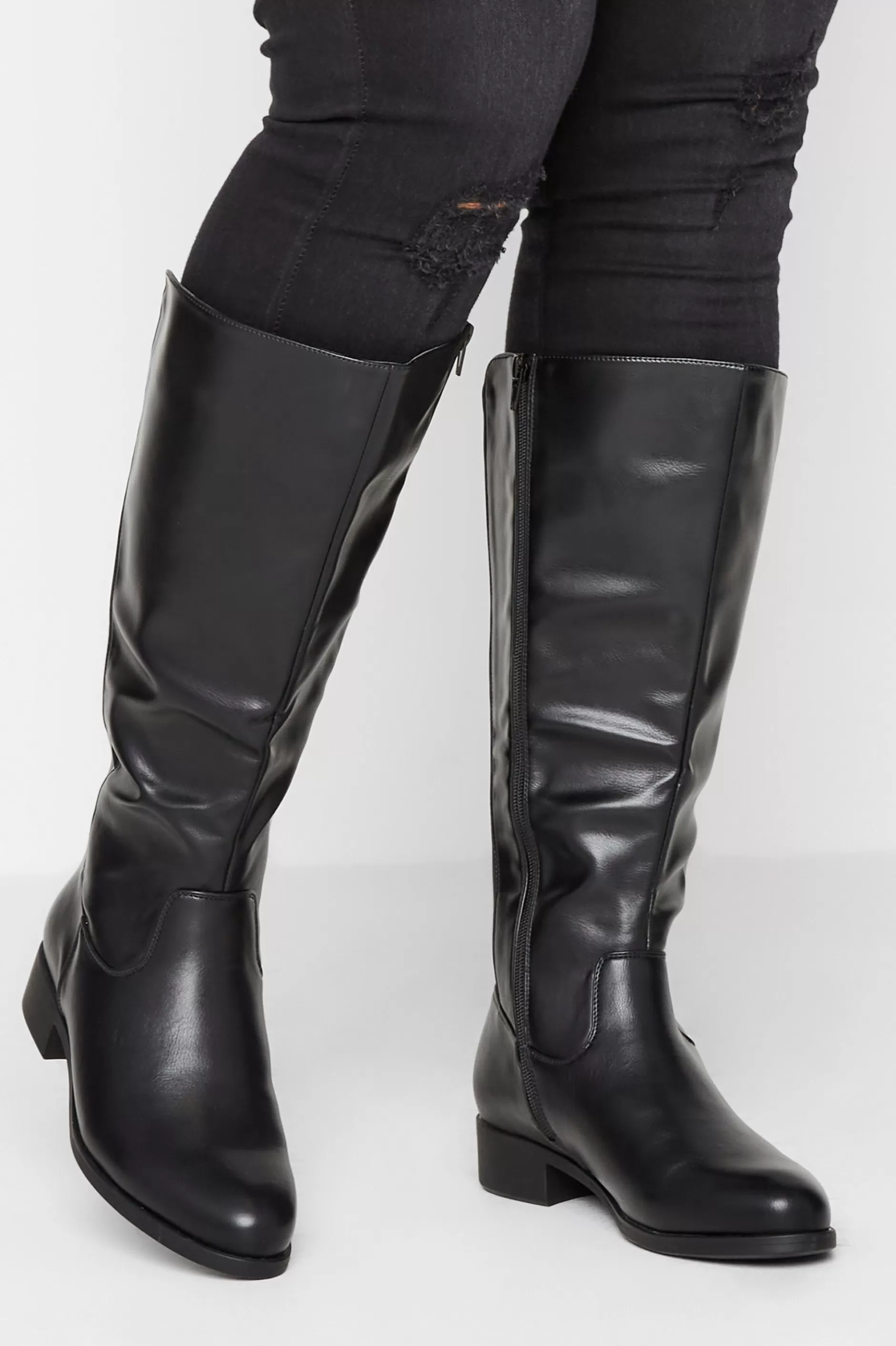 Women M&Co Boots>Yours Yours Black Stretch Knee High Boots In Wide E Fit & Extra Wide Eee Fit