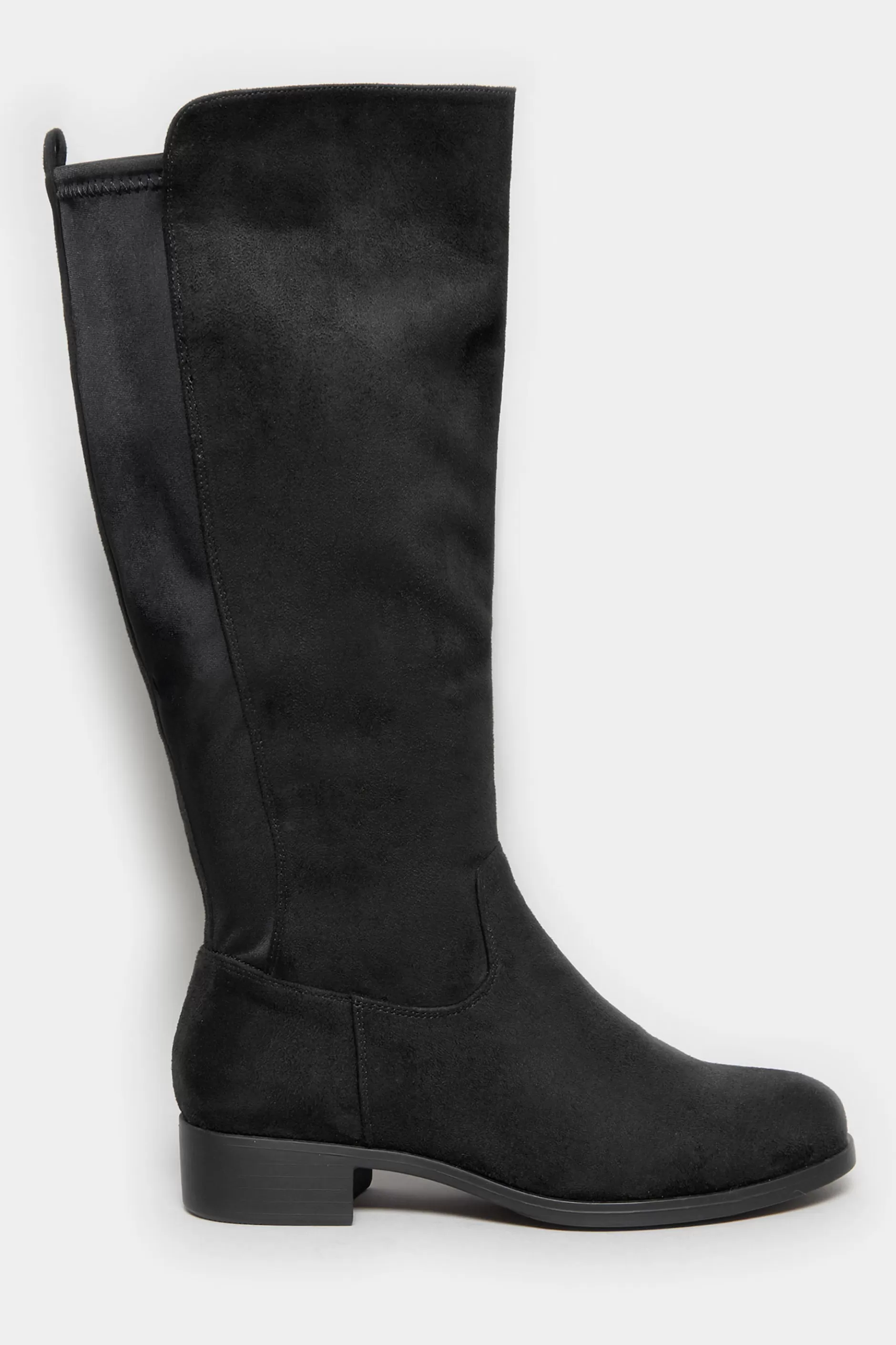 Women M&Co Flat Shoes>Yours Yours Black Stretch Knee High Boots In Wide E Fit & Extra Wide Eee Fit