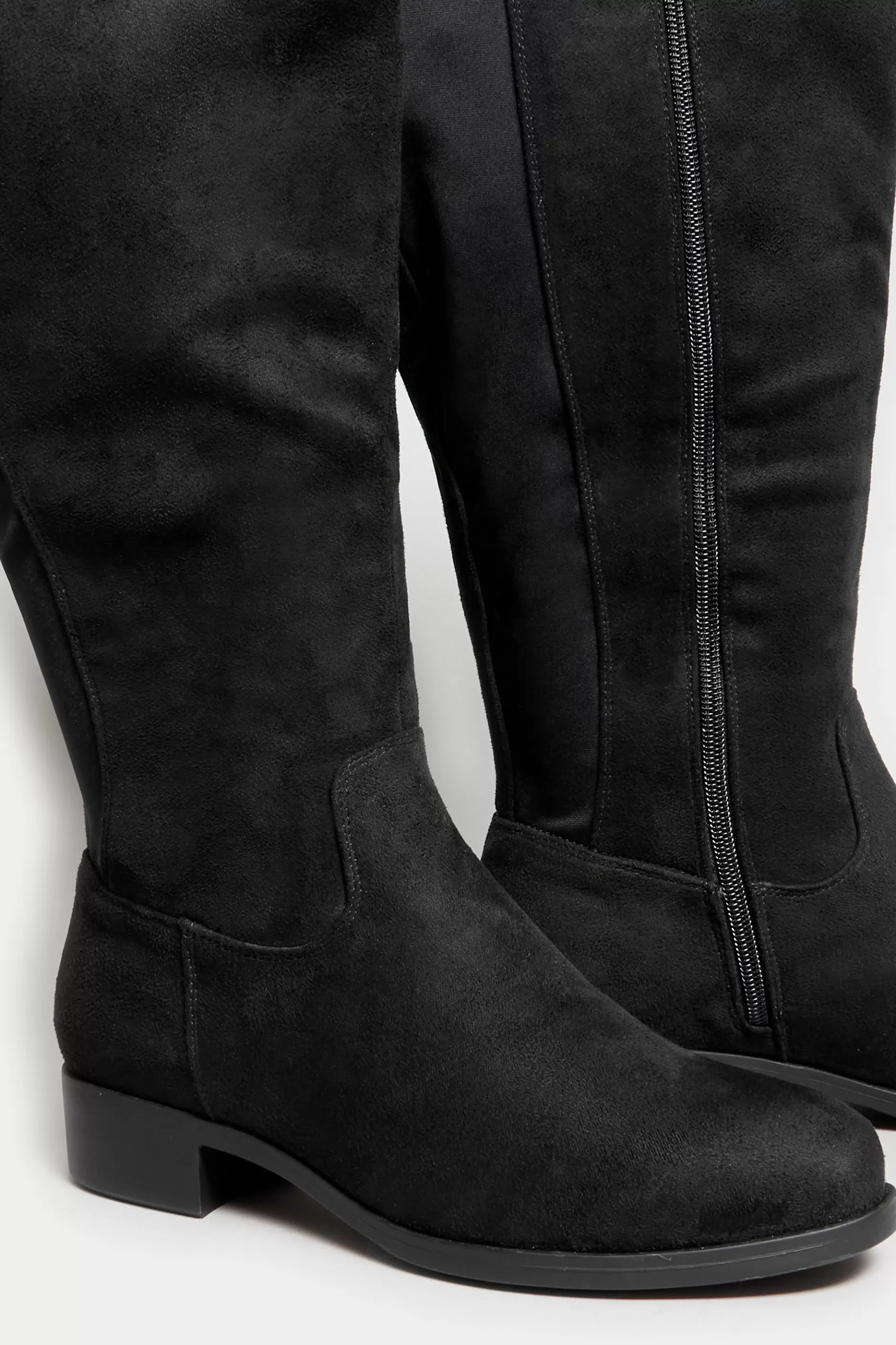 Women M&Co Flat Shoes>Yours Yours Black Stretch Knee High Boots In Wide E Fit & Extra Wide Eee Fit