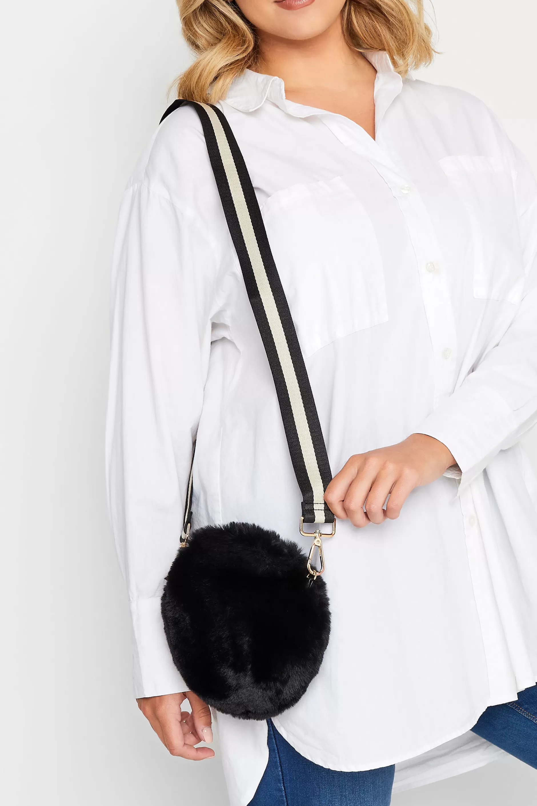 Women M&Co Bags>Yours Yours Black Tape Strap Circle Bag