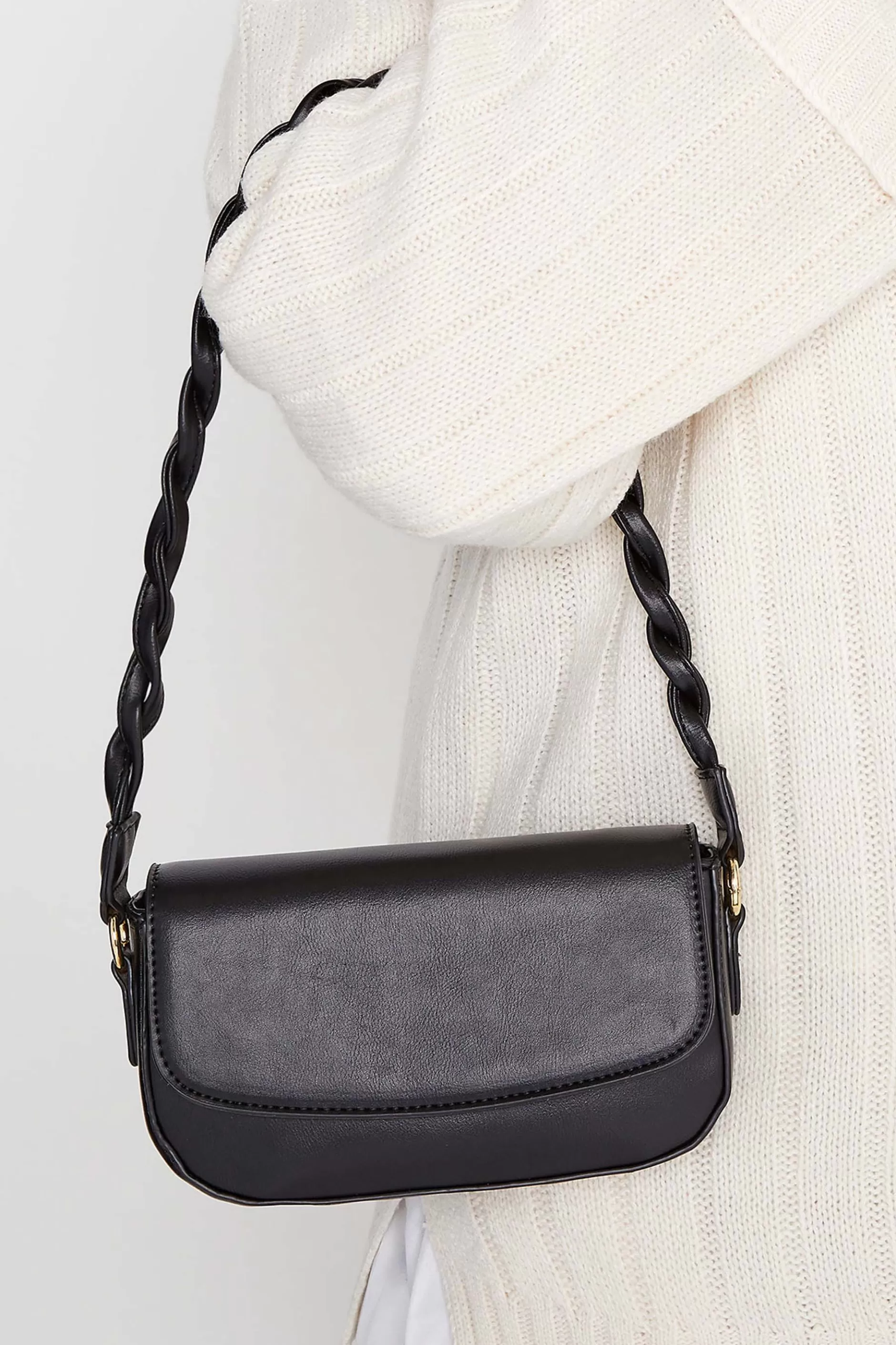 Women M&Co Bags>Yours Yours Black Twisted Strap Shoulder Bag