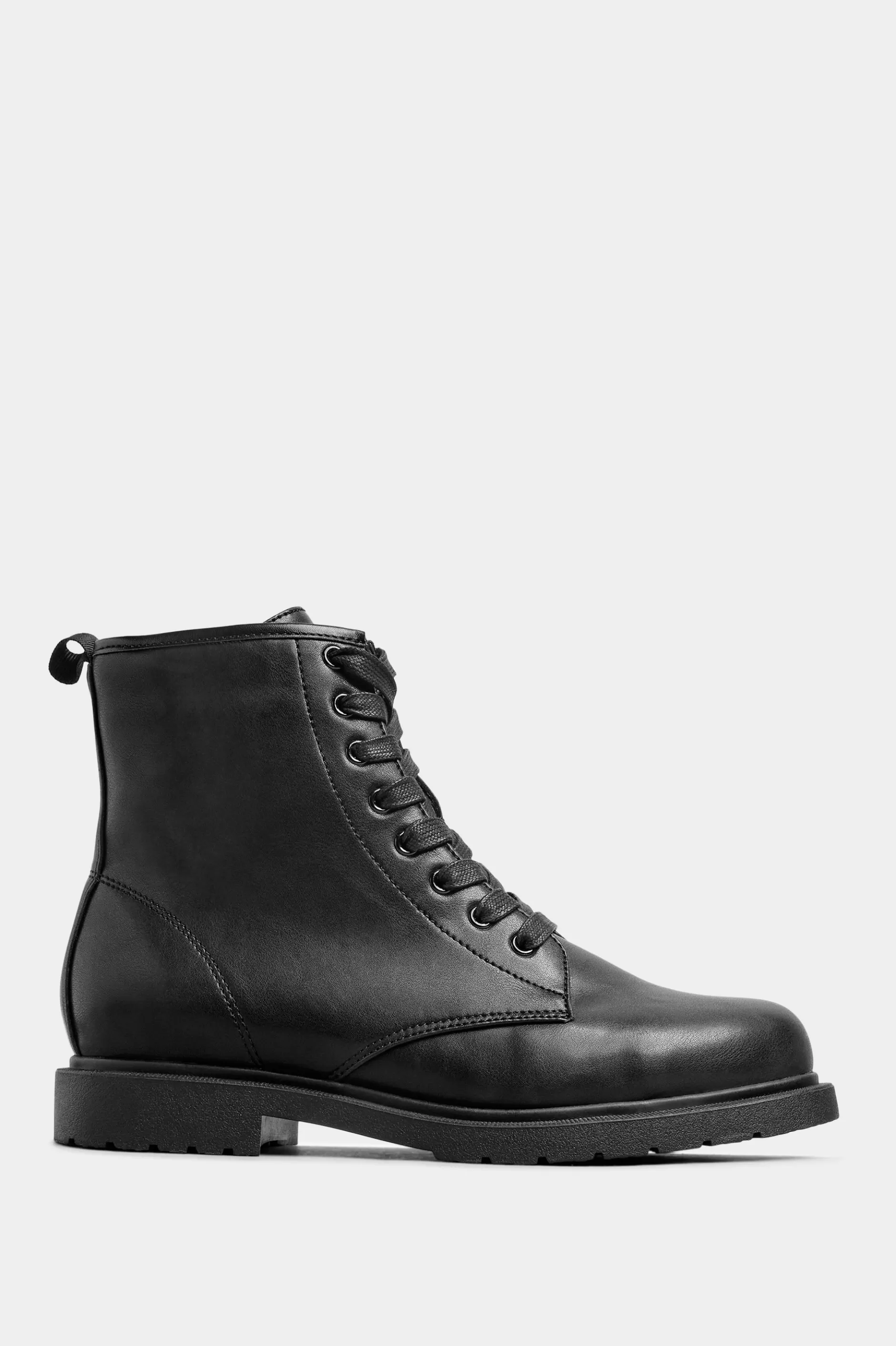 Women M&Co Flat Shoes>Yours Yours Black Vegan Faux Leather Lace Up Ankle Boots In Wide E Fit & Extra Wide Eee Fit