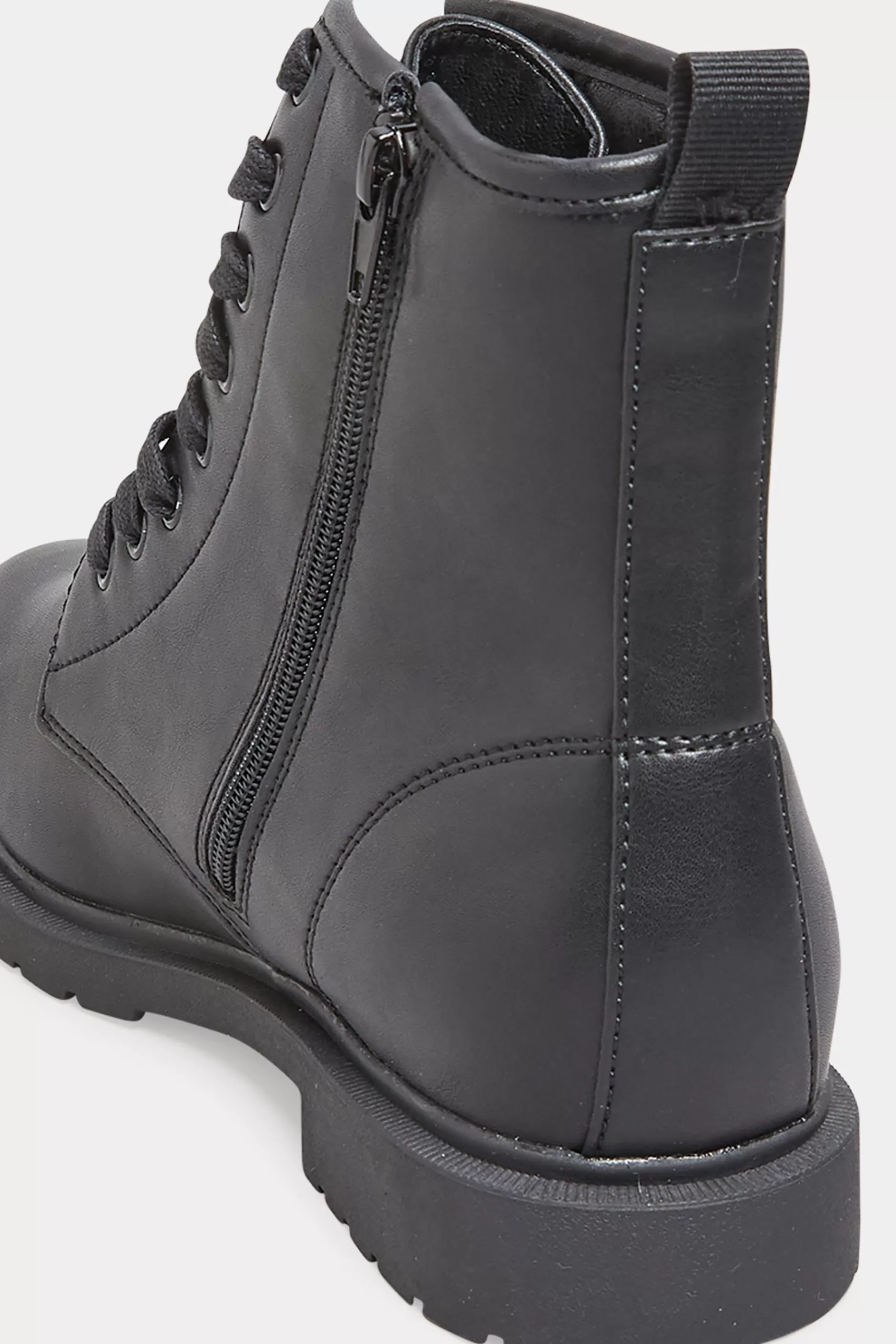 Women M&Co Flat Shoes>Yours Yours Black Vegan Faux Leather Lace Up Ankle Boots In Wide E Fit & Extra Wide Eee Fit