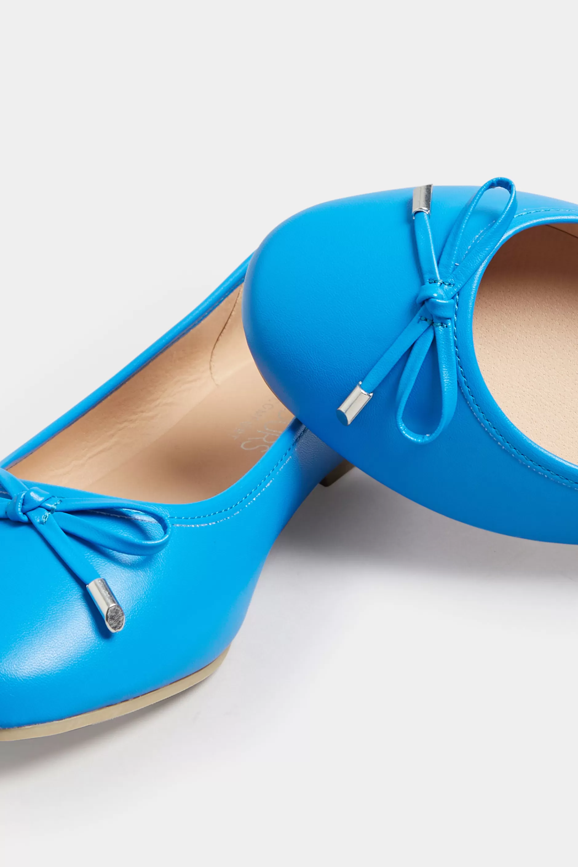 Women M&Co Flat Shoes>Yours Yours Blue Ballerina Pumps In Wide E Fit & Extra Wide Eee Fit