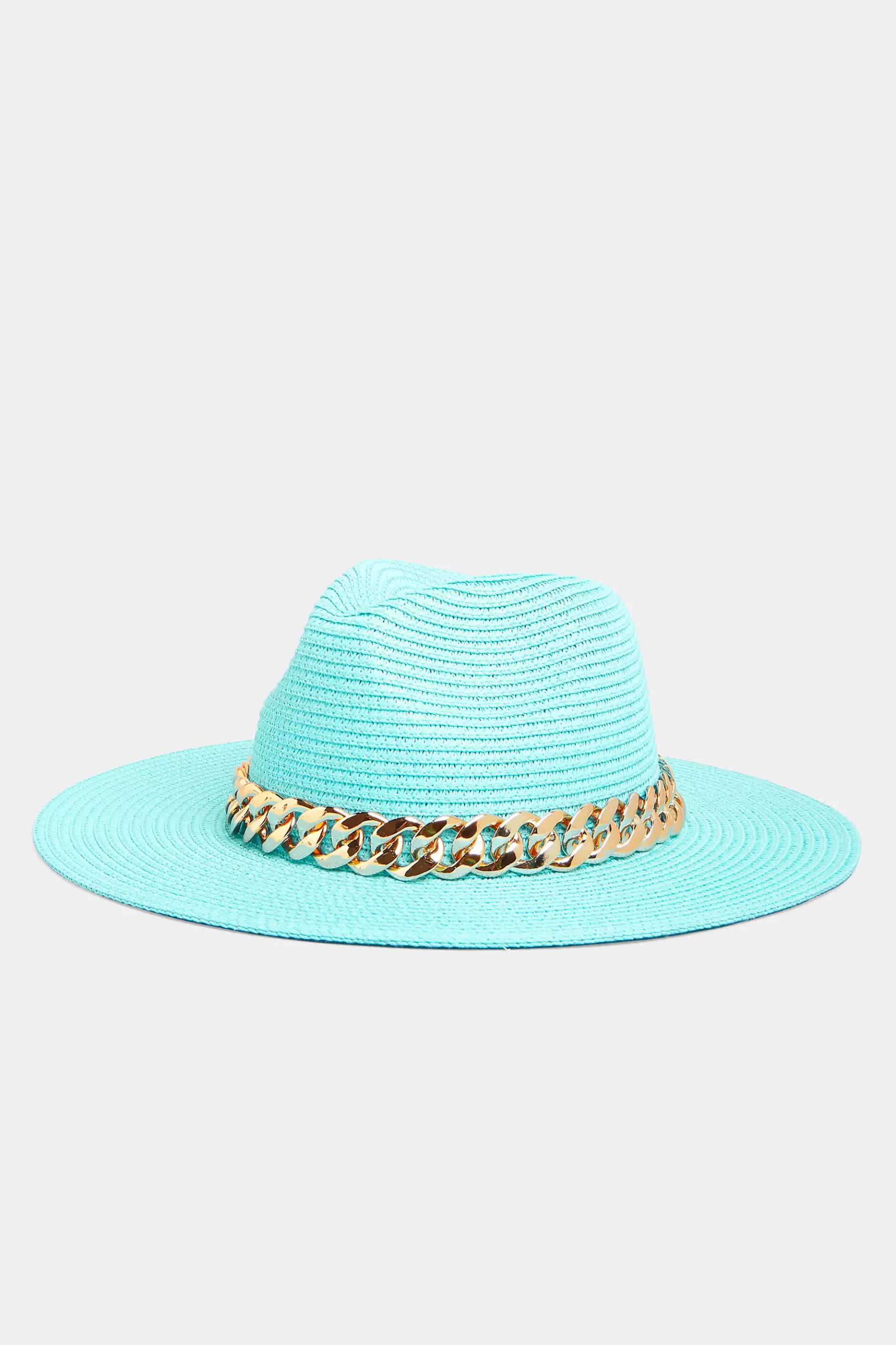 Women M&Co Hats>Yours Yours Bright Blue Straw Chain Fedora Hat