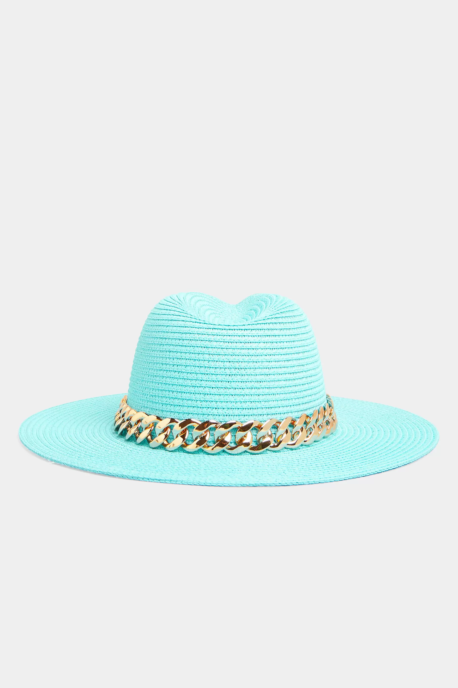 Women M&Co Hats>Yours Yours Bright Blue Straw Chain Fedora Hat