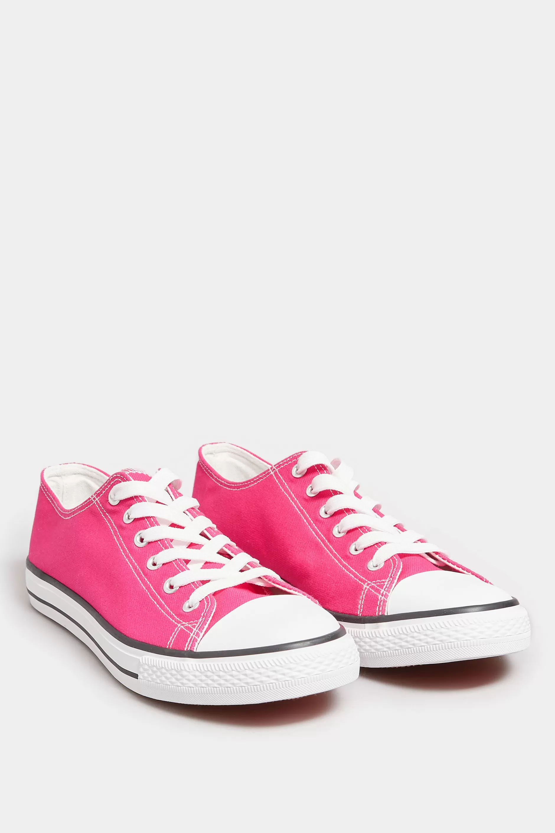 Women M&Co Trainers>Yours Yours Bright Pink Canvas Low Trainers In Wide E Fit