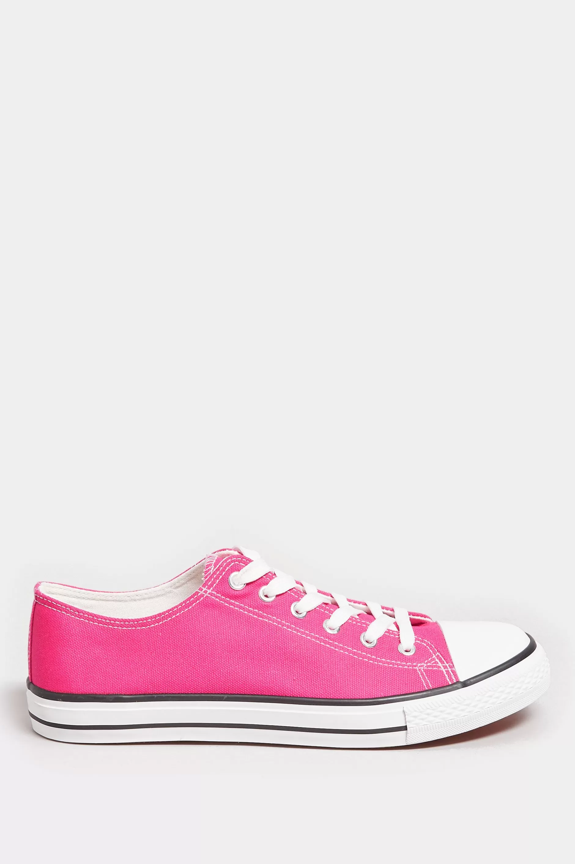 Women M&Co Trainers>Yours Yours Bright Pink Canvas Low Trainers In Wide E Fit