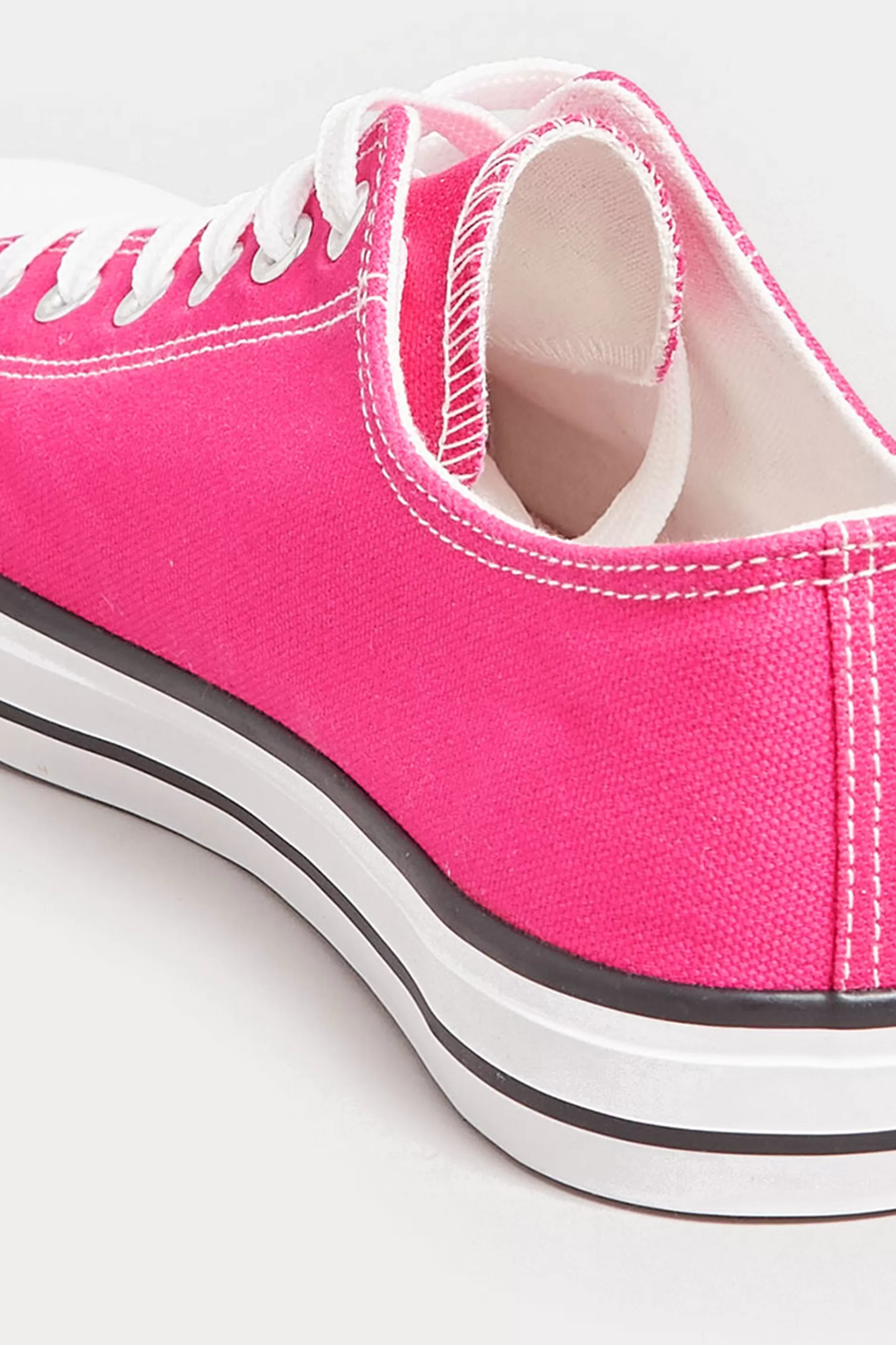 Women M&Co Trainers>Yours Yours Bright Pink Canvas Low Trainers In Wide E Fit