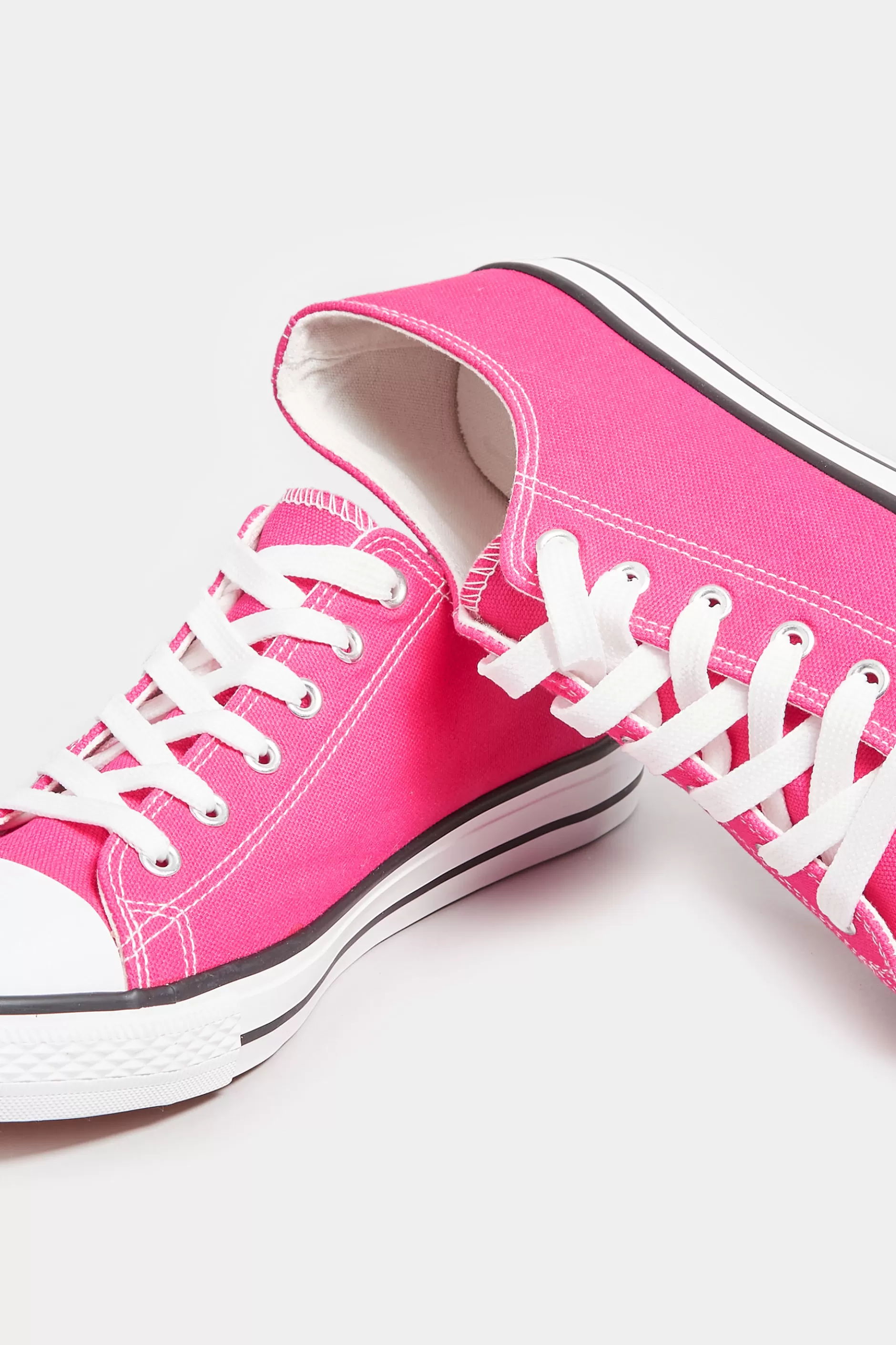 Women M&Co Trainers>Yours Yours Bright Pink Canvas Low Trainers In Wide E Fit