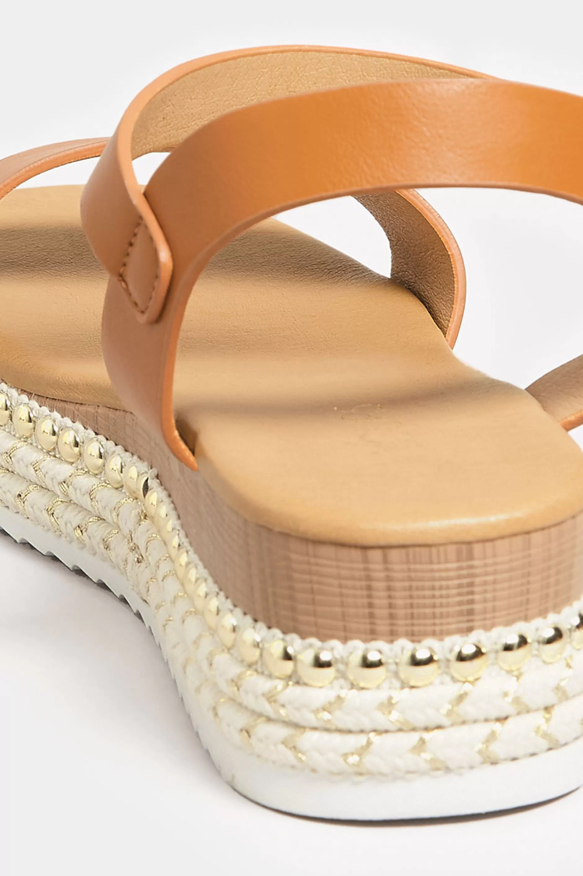 Women M&Co Sandals>Yours Yours Brown Buckle Platform Espadrille Wedge Heels In Extra Wide Eee Fit
