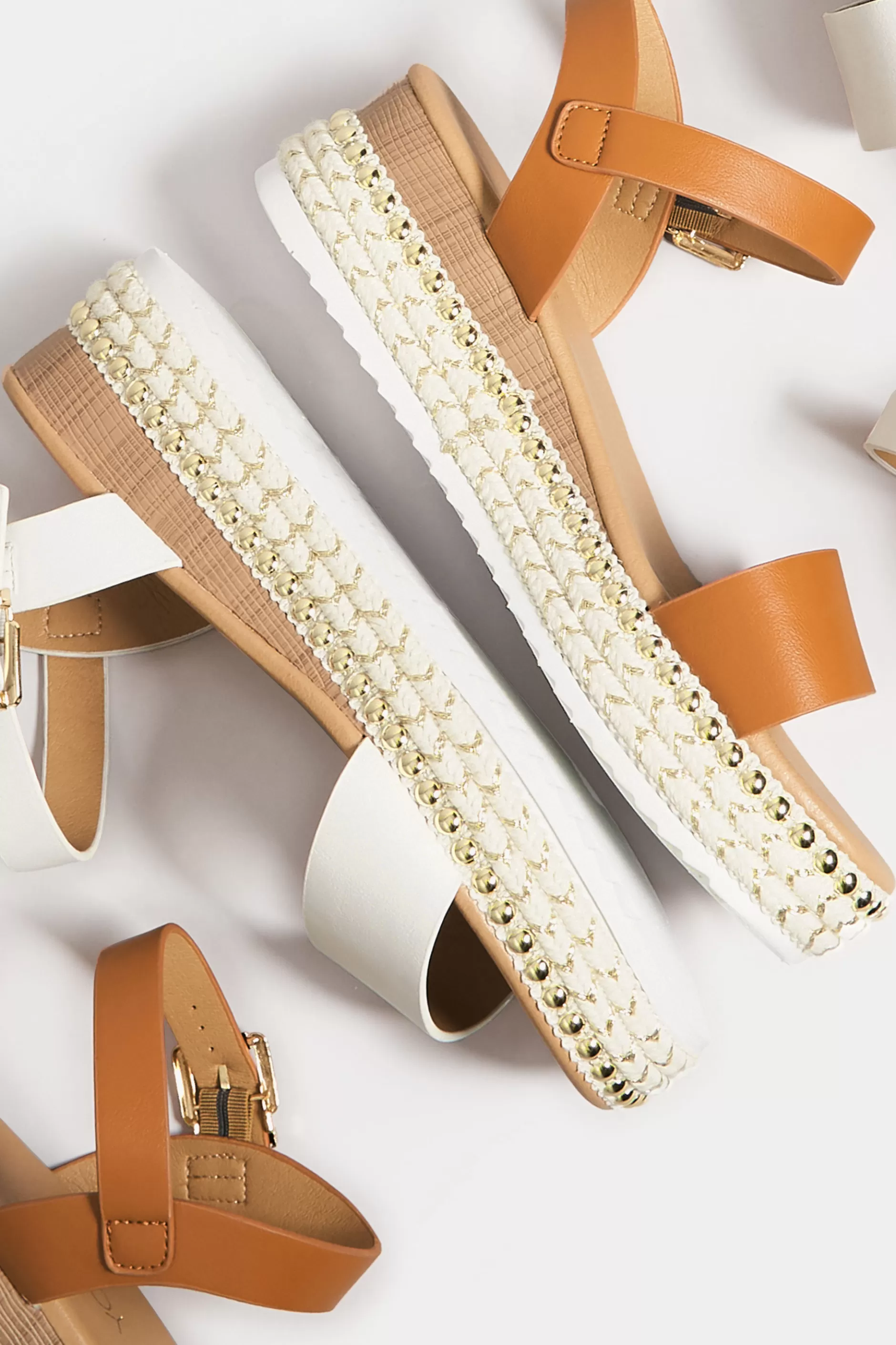 Women M&Co Sandals>Yours Yours Brown Buckle Platform Espadrille Wedge Heels In Extra Wide Eee Fit