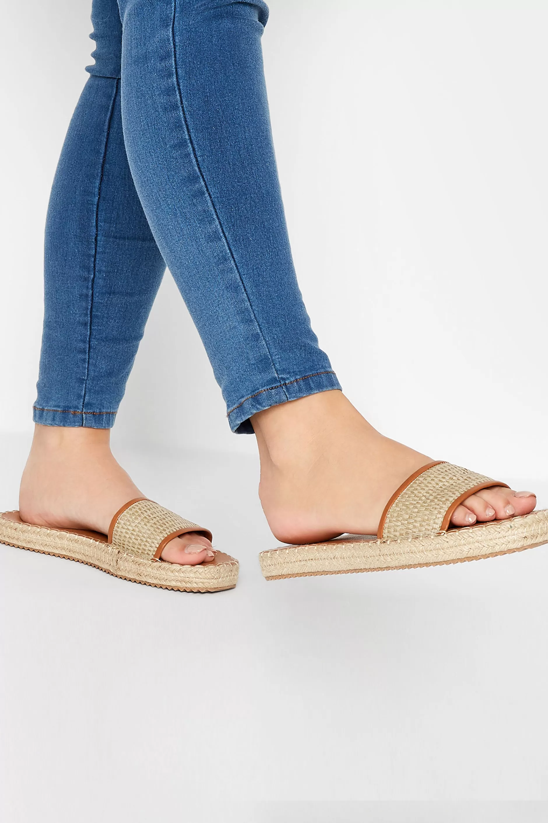 Women M&Co Mules & Sliders>Yours Yours Brown Espadrille Mules In Wide E Fit