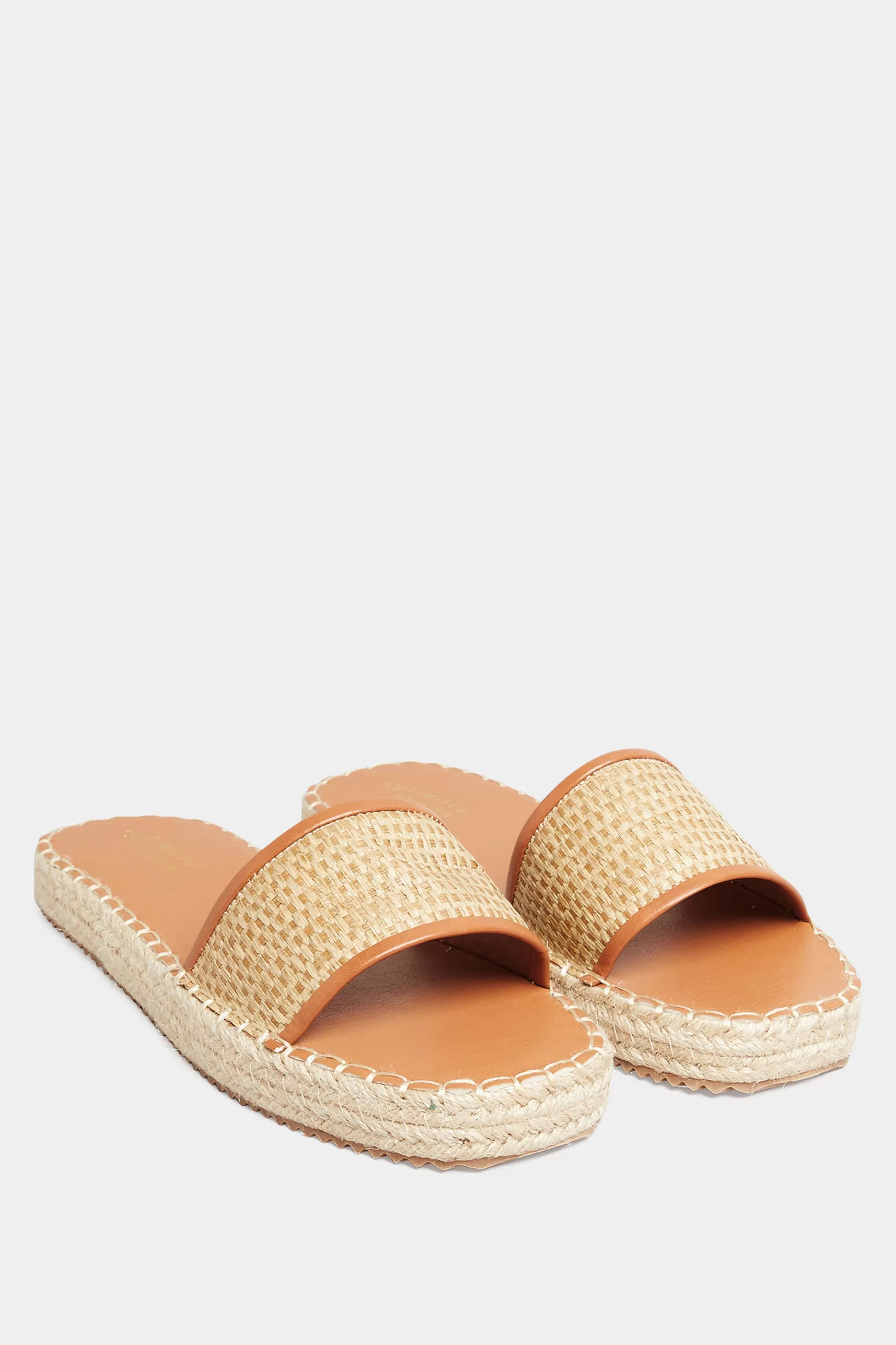 Women M&Co Mules & Sliders>Yours Yours Brown Espadrille Mules In Wide E Fit