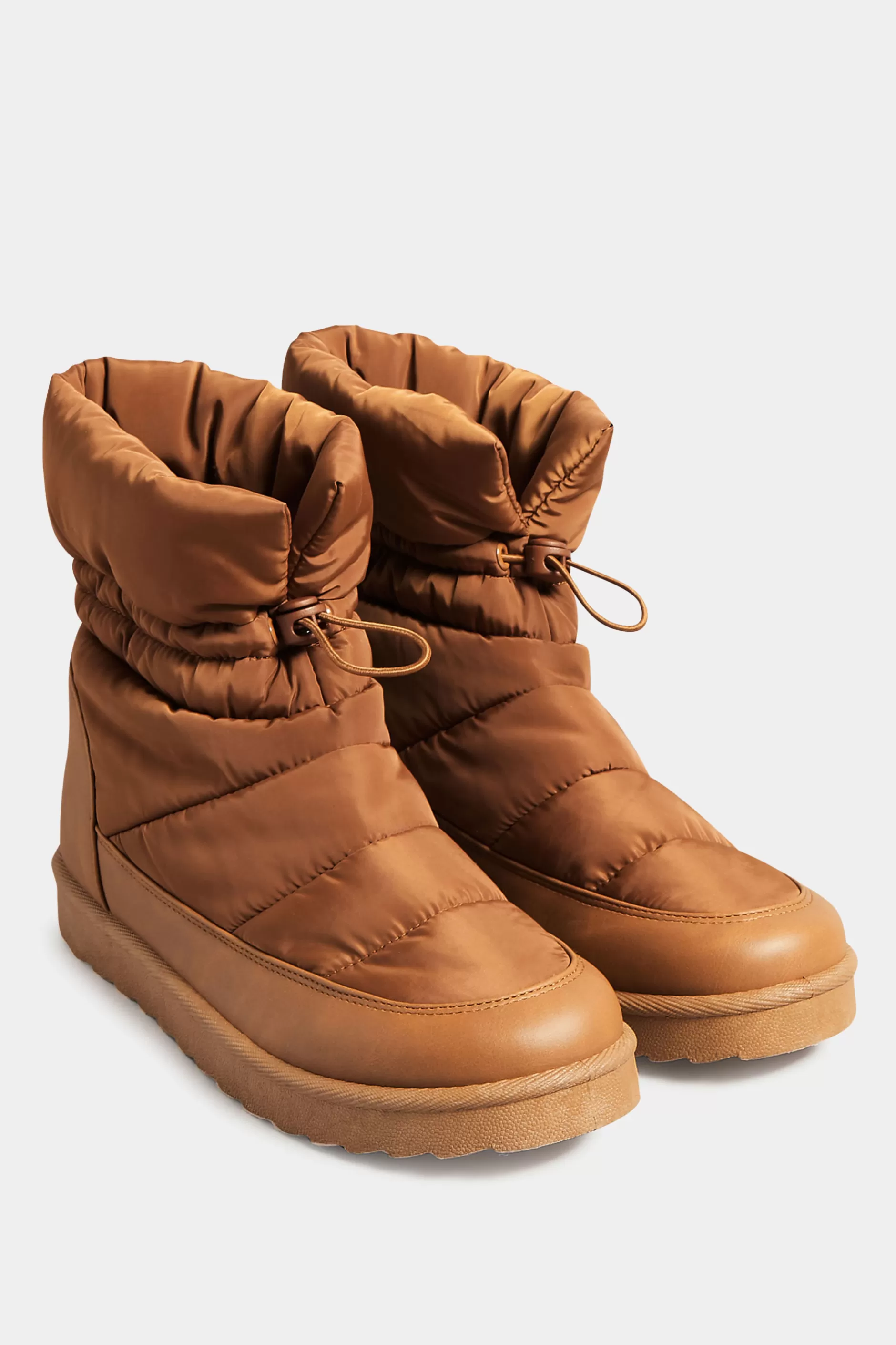 Women M&Co Boots>Yours Yours Brown Padded Snow Boots In Extra Wide Eee Fit