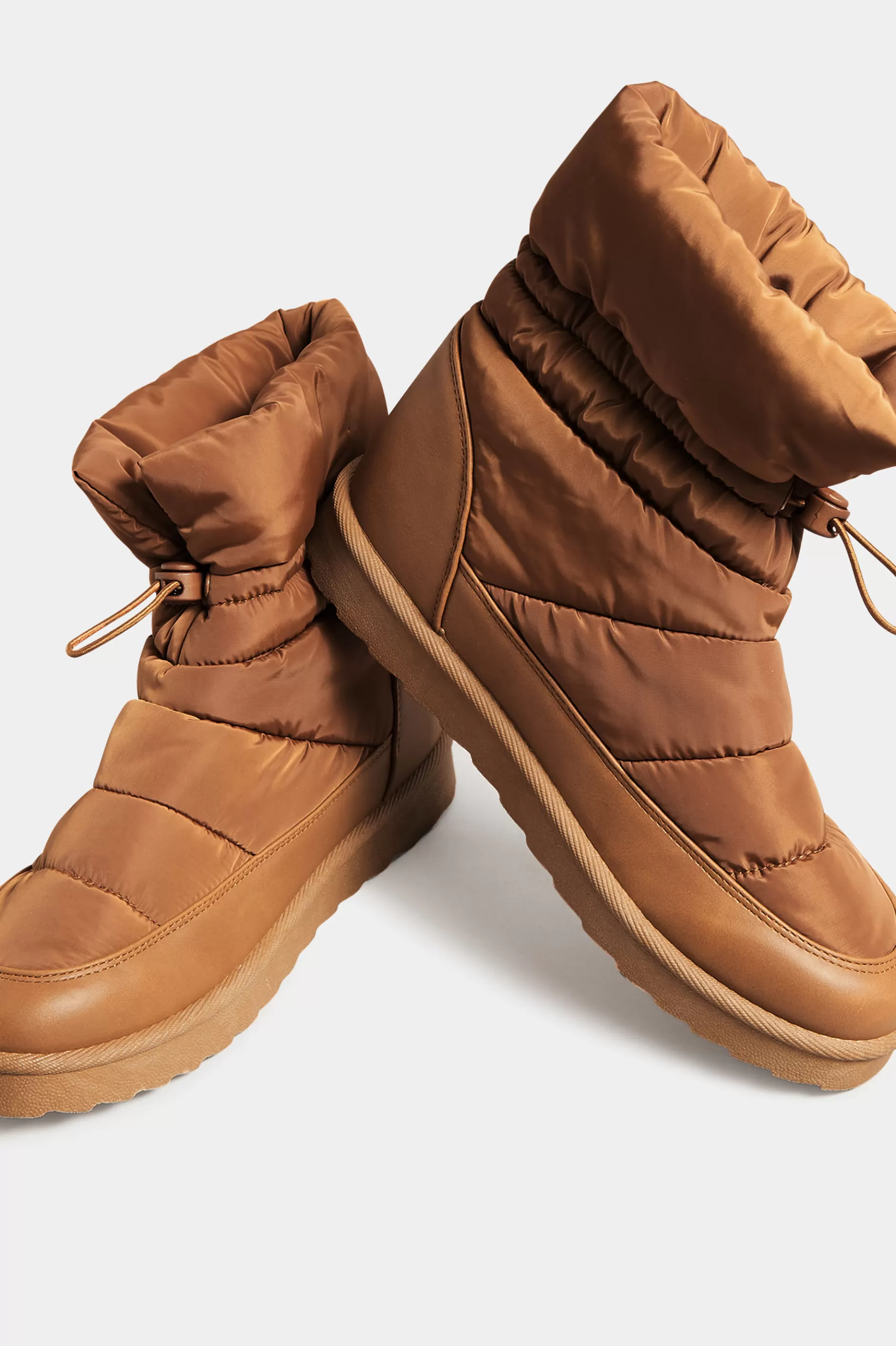 Women M&Co Boots>Yours Yours Brown Padded Snow Boots In Extra Wide Eee Fit