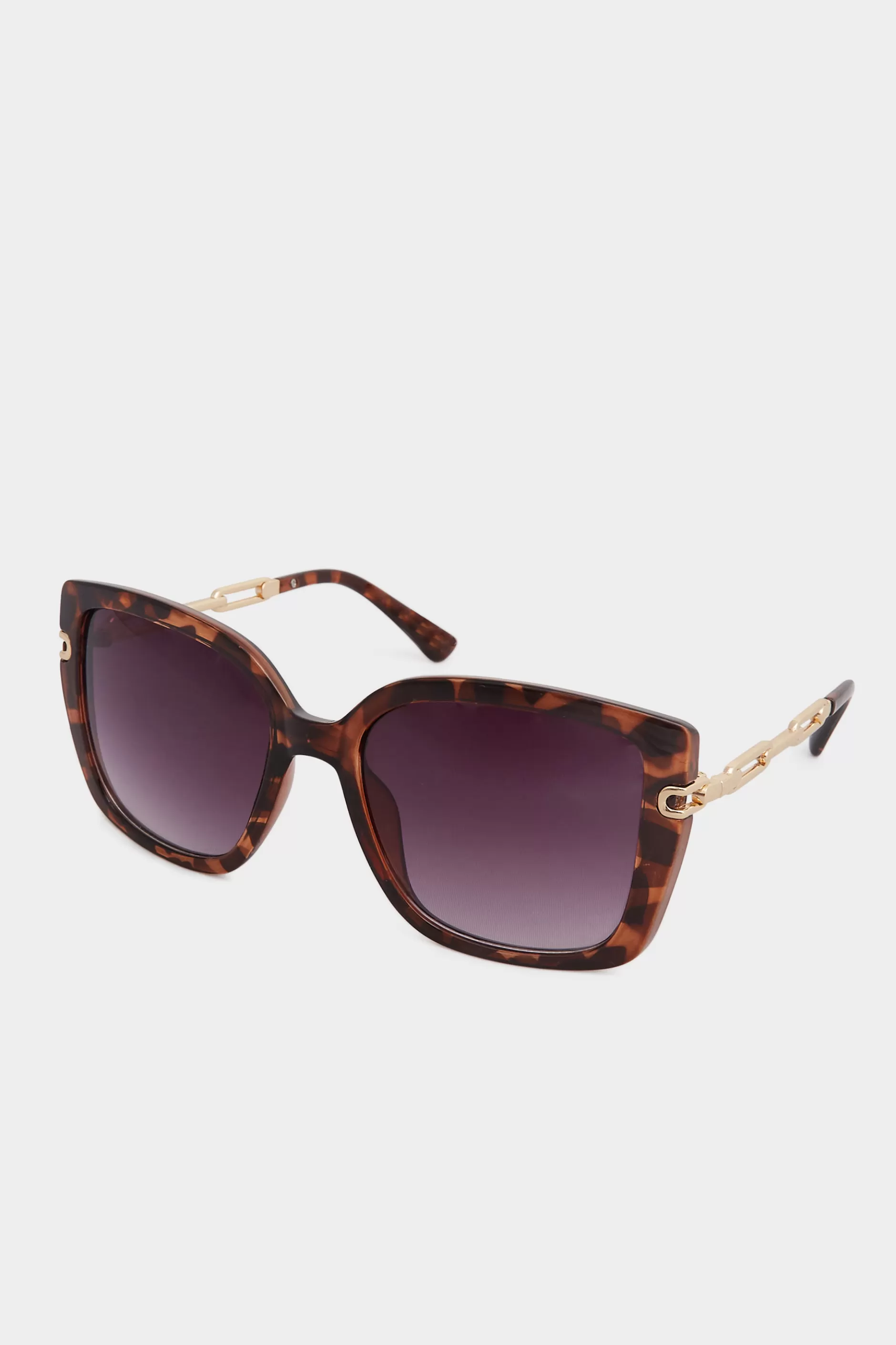 Women M&Co Sunglasses>Yours Yours Brown Tortoiseshell Oversized Chain Arm Sunglasses