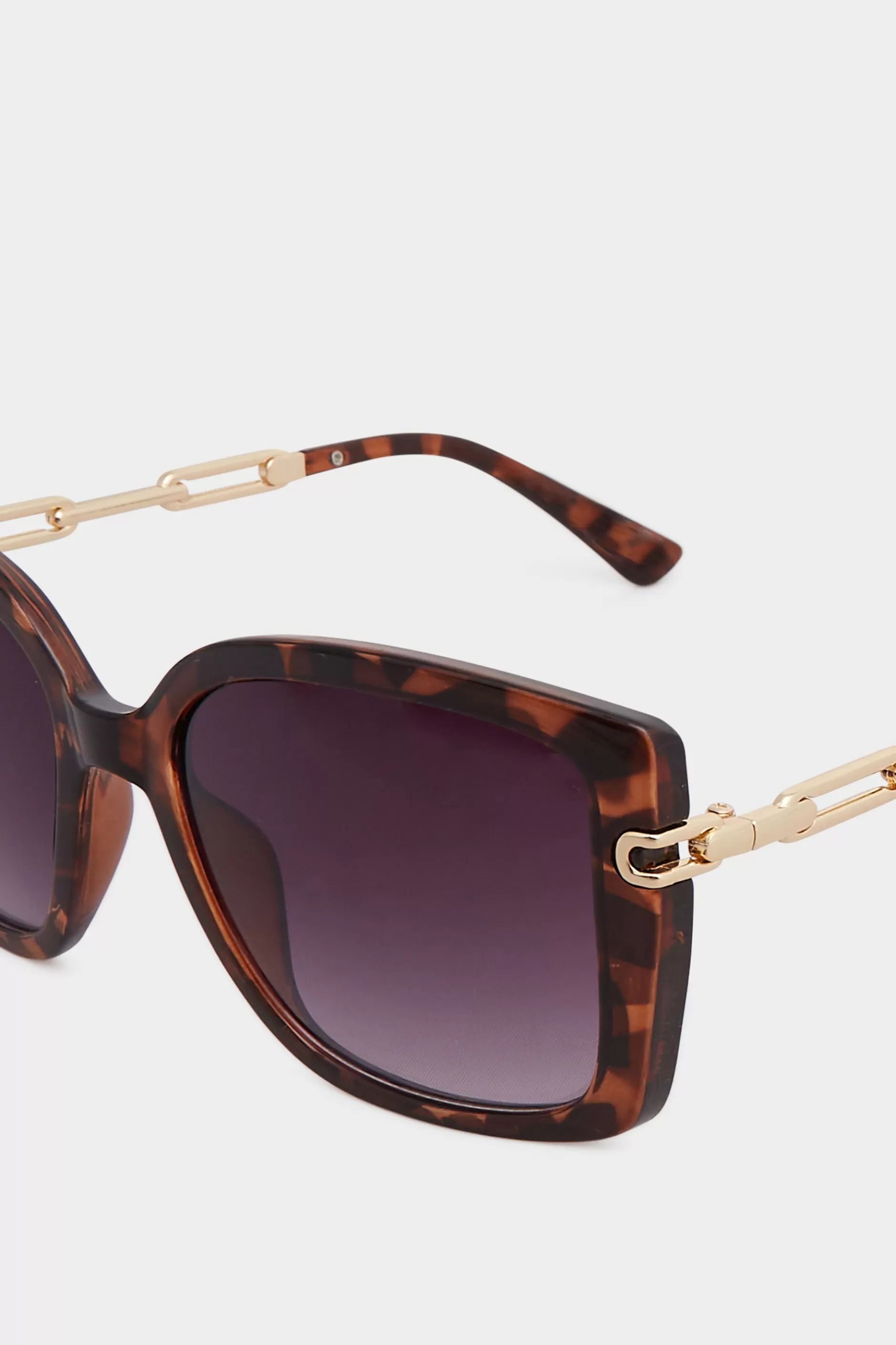Women M&Co Sunglasses>Yours Yours Brown Tortoiseshell Oversized Chain Arm Sunglasses