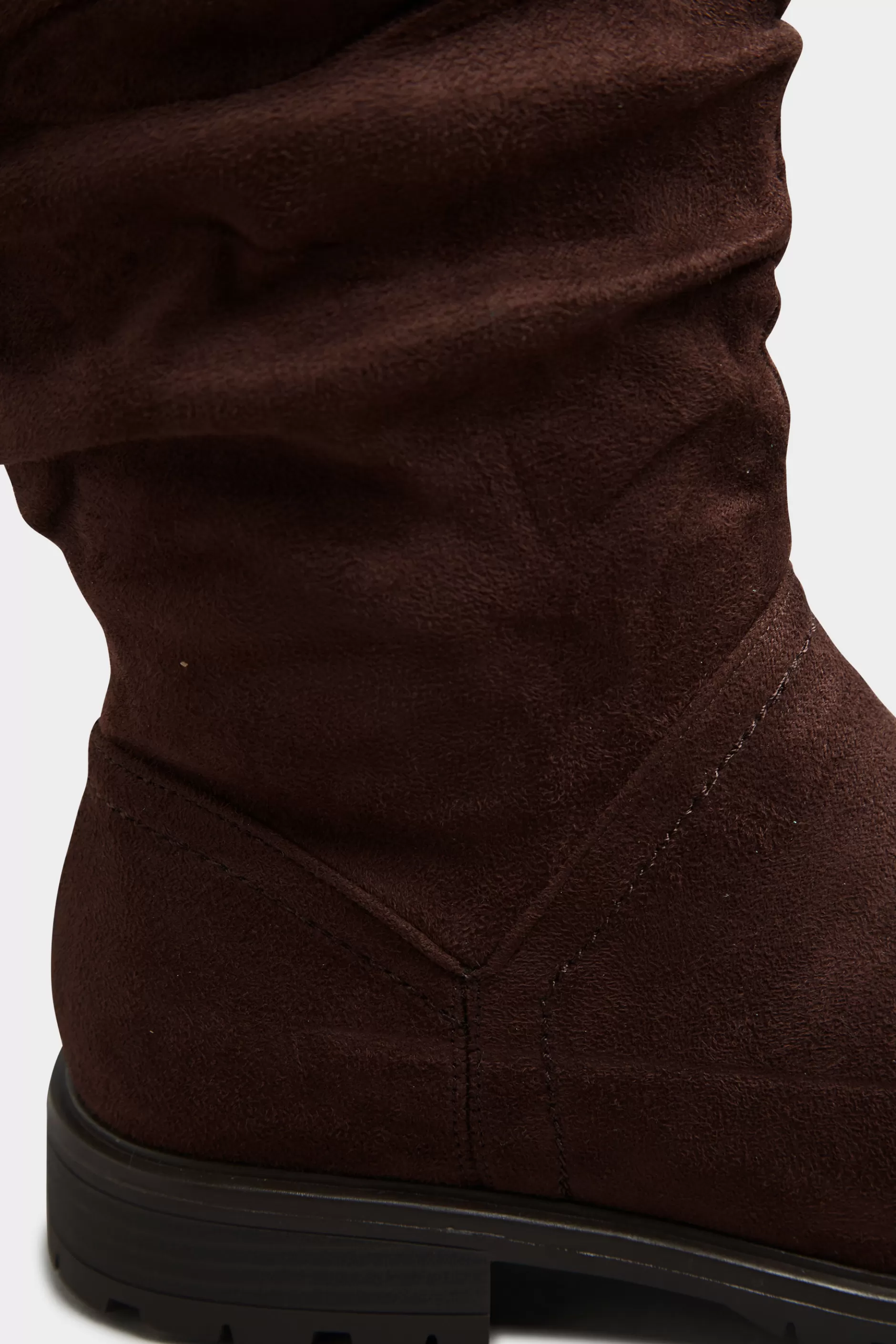 Women M&Co Boots>Yours Yours Chocolate Brown Ruched Cleated Boots In Wide E Fit & Extra Wide Eee Fit
