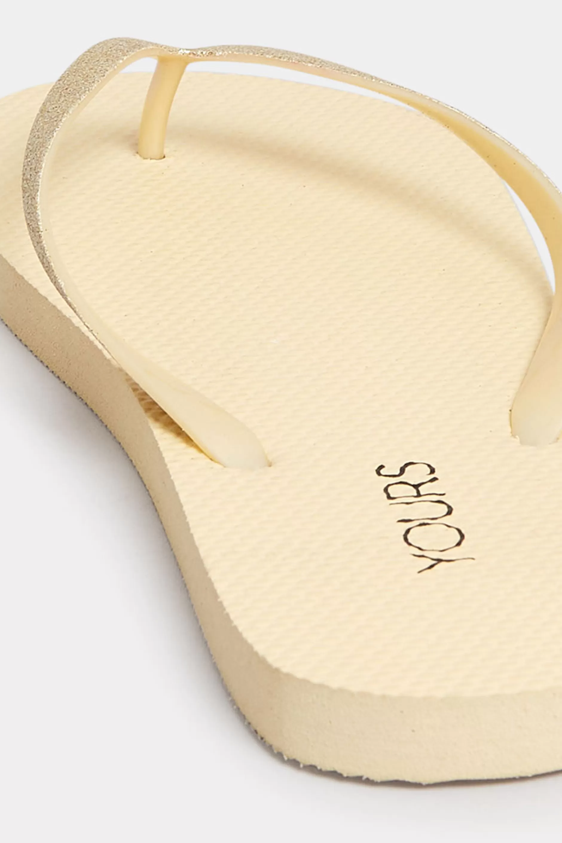 Women M&Co Flat Shoes>Yours Yours Gold Flip Flops In Extra Wide Eee Fit