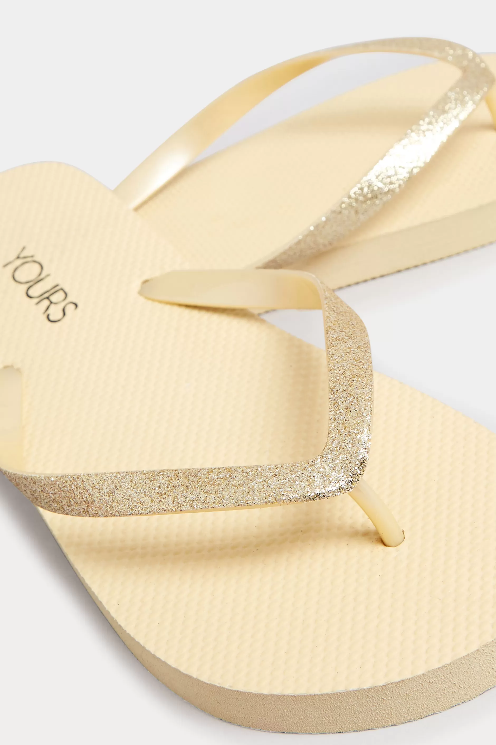Women M&Co Flat Shoes>Yours Yours Gold Flip Flops In Extra Wide Eee Fit