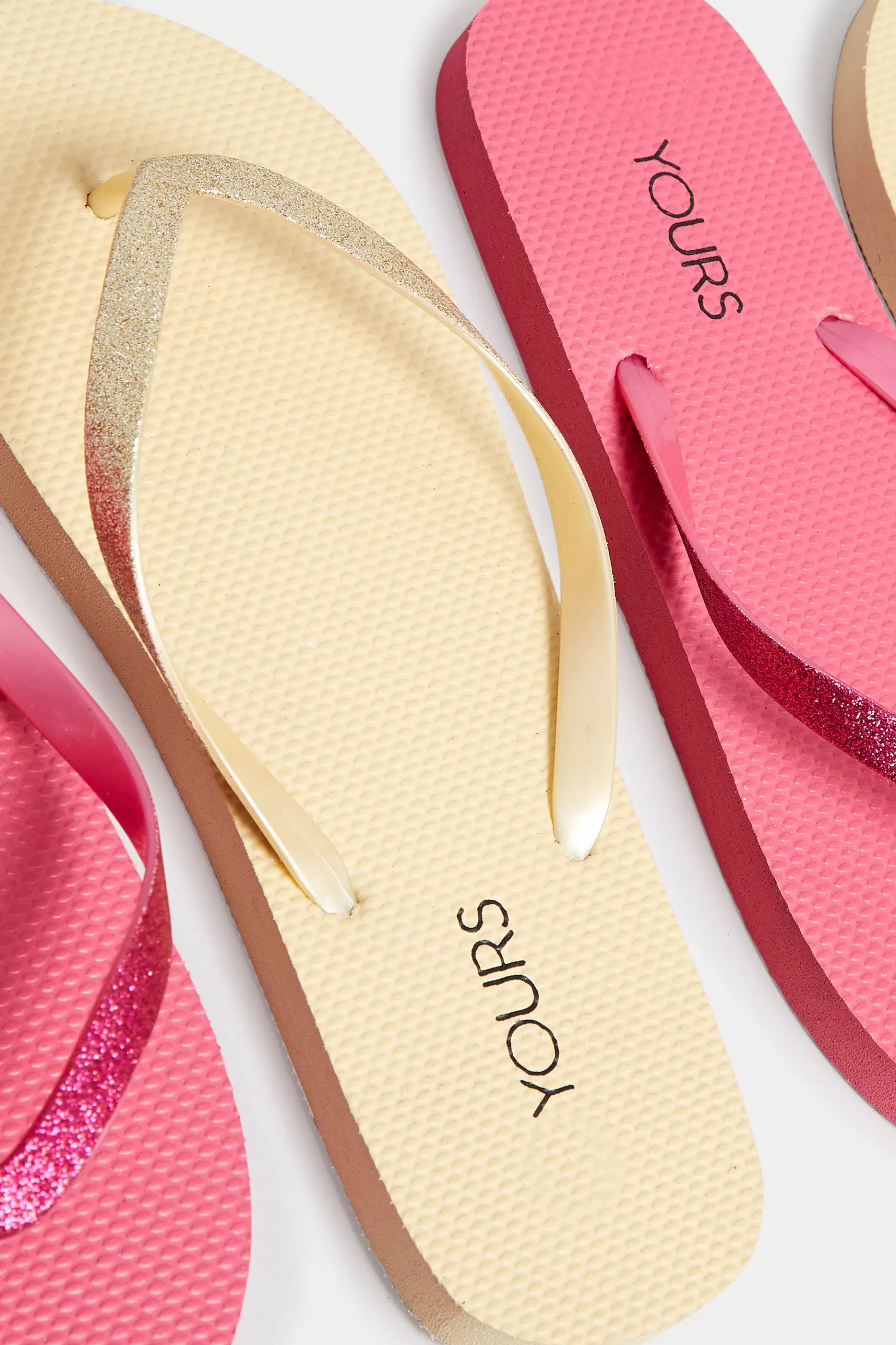 Women M&Co Flat Shoes>Yours Yours Gold Flip Flops In Extra Wide Eee Fit