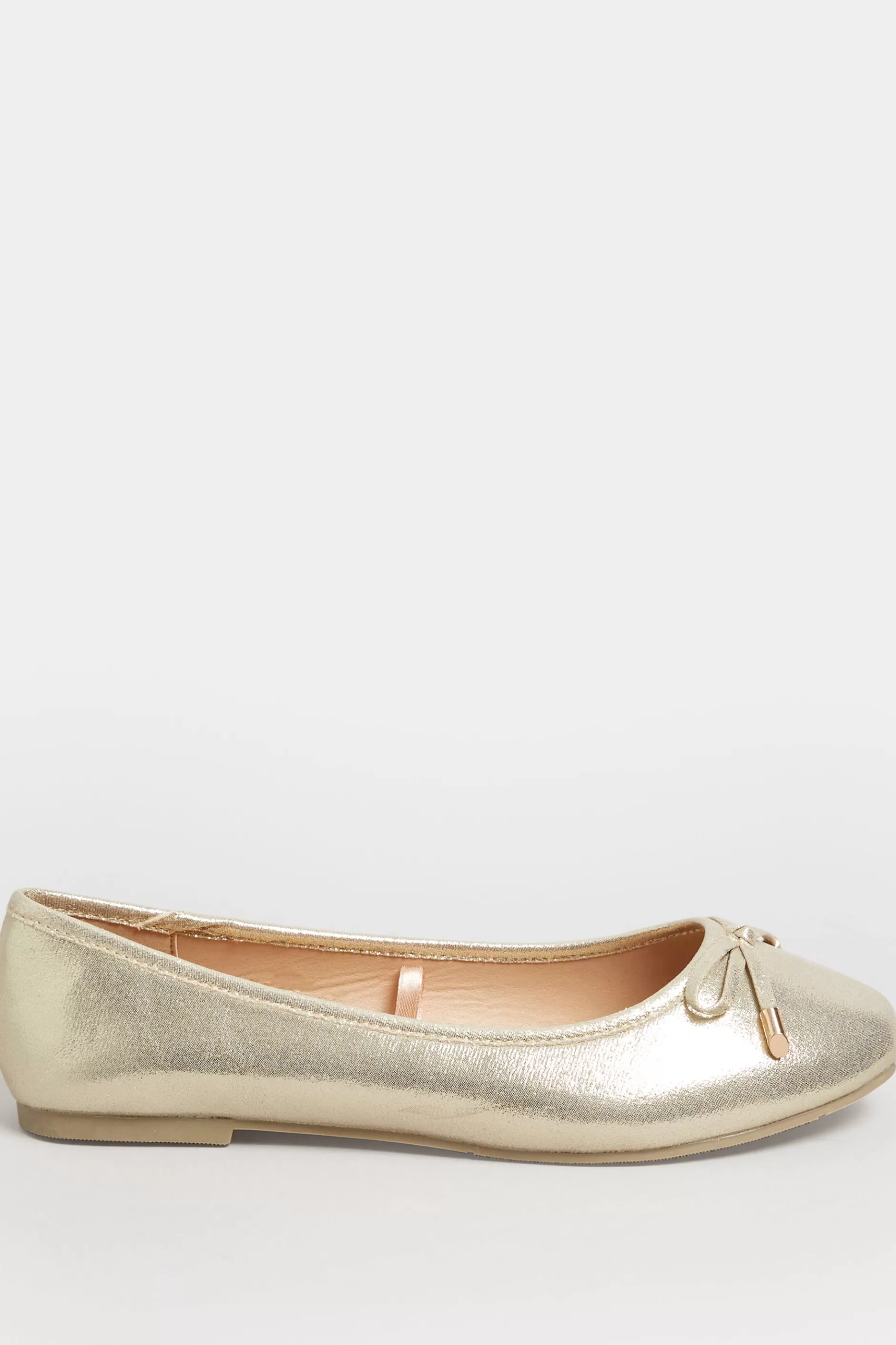 Women M&Co Flat Shoes>Yours Yours Gold Shimmer Ballet Pump In Wide E Fit & Extra Wide Eee Fit